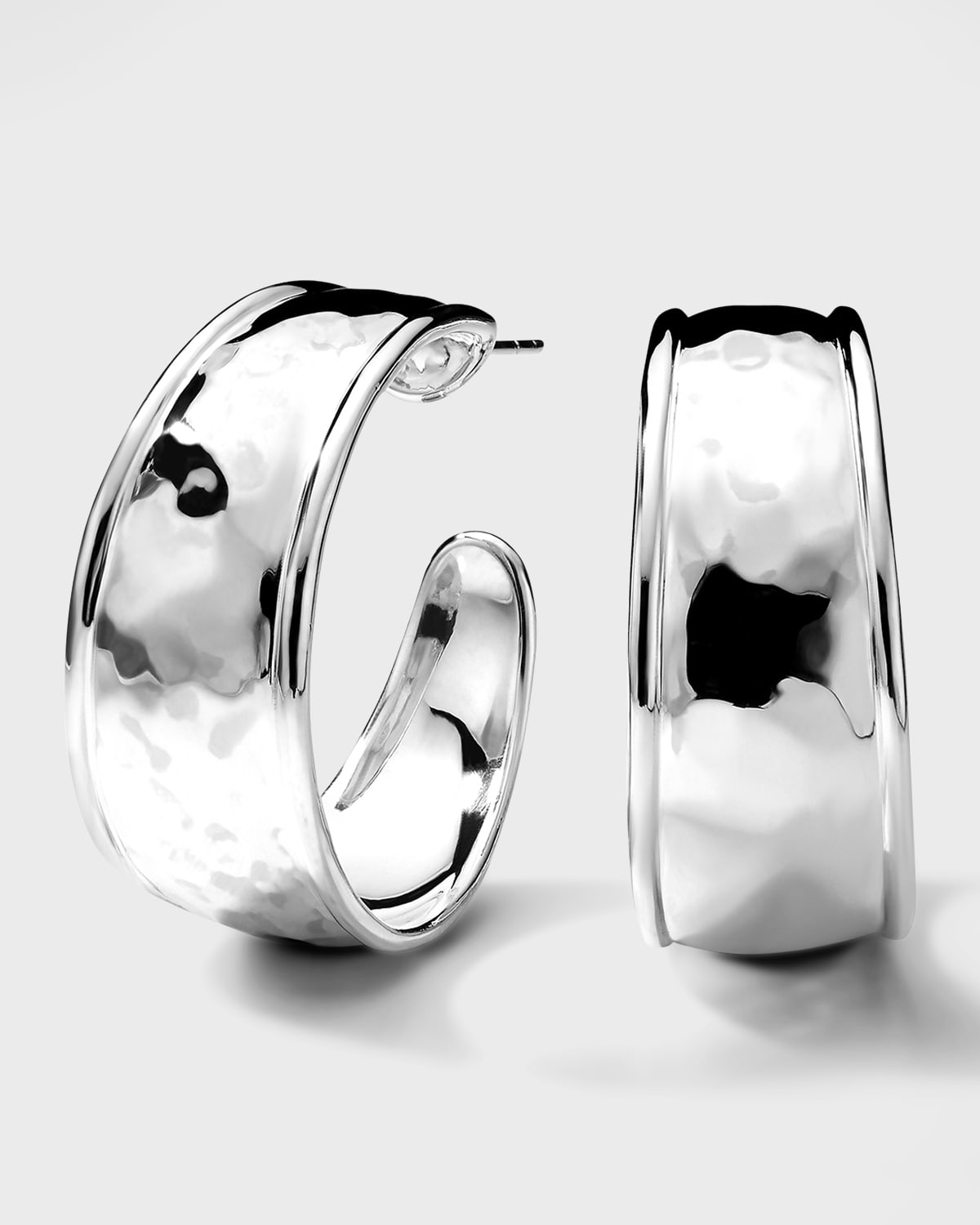 Ippolita Sterling Silver Classico Medium Hammered Hoop Earrings In Silver