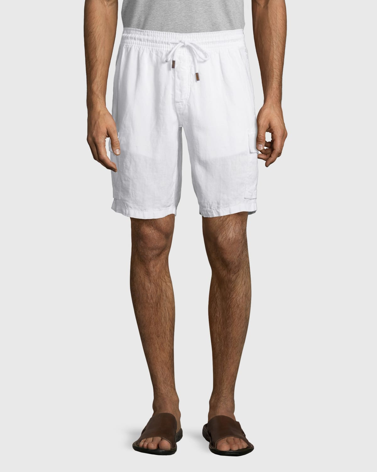 Shop Vilebrequin Baie Solid Linen Cargo Shorts In White