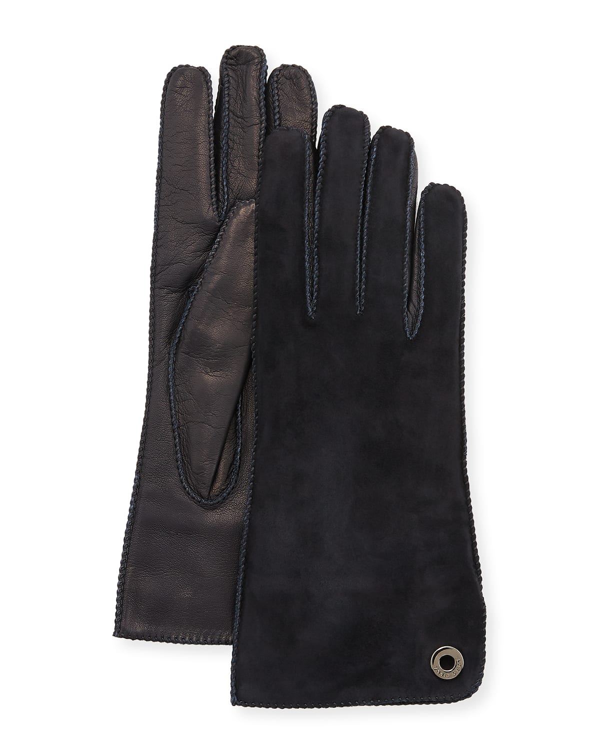 Loro Piana Jacqueline Suede And Leather Gloves In Medium Grey
