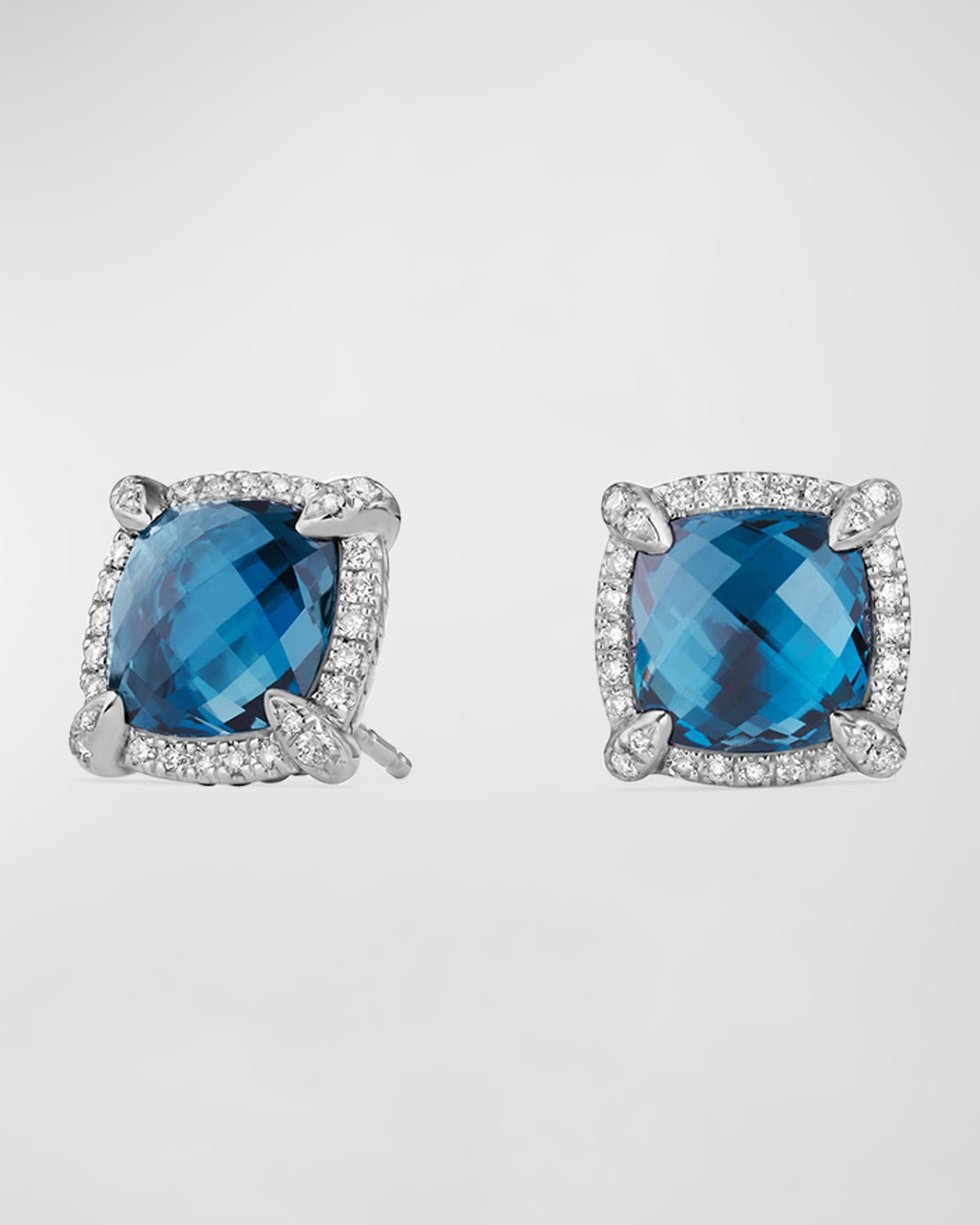 Shop David Yurman 9mm Chatelaine Stud Earrings With Diamonds In Hampton Blue