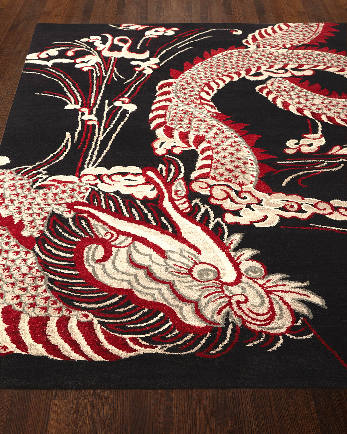 Josie Natori Black Dragon Rug, 6' X 9'