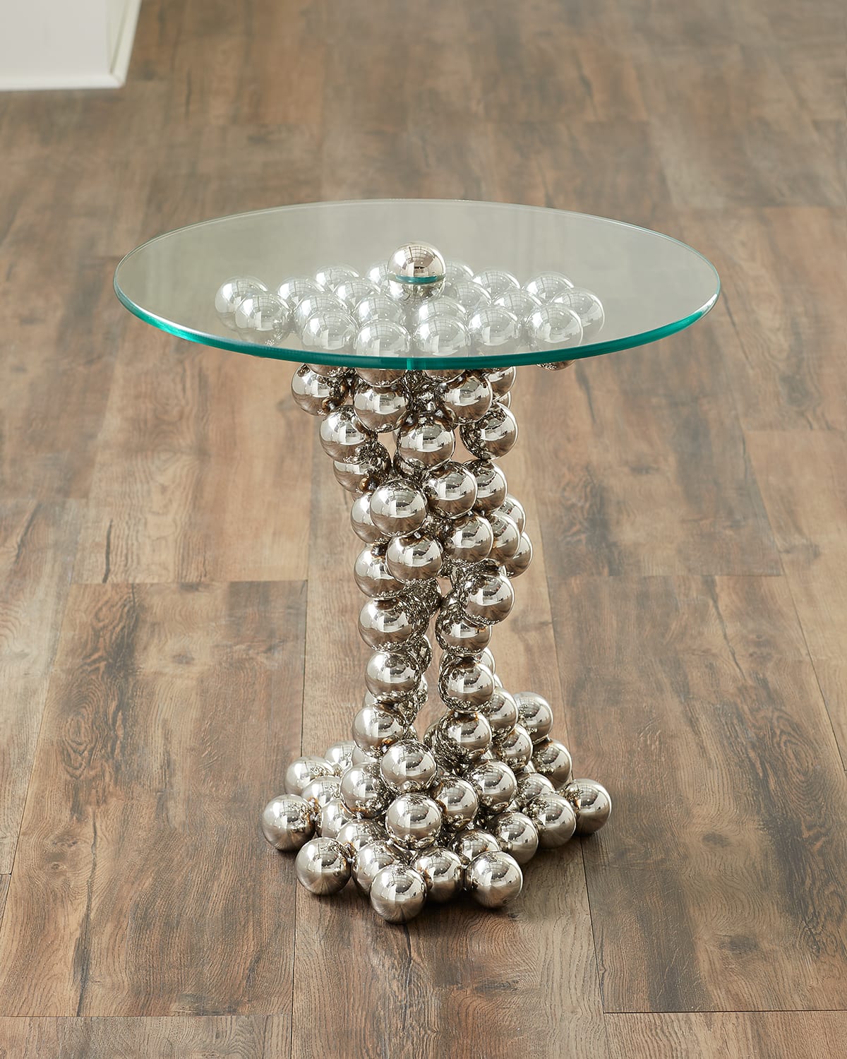 Global Views Raquel Sphere Side Table In Silver/glass