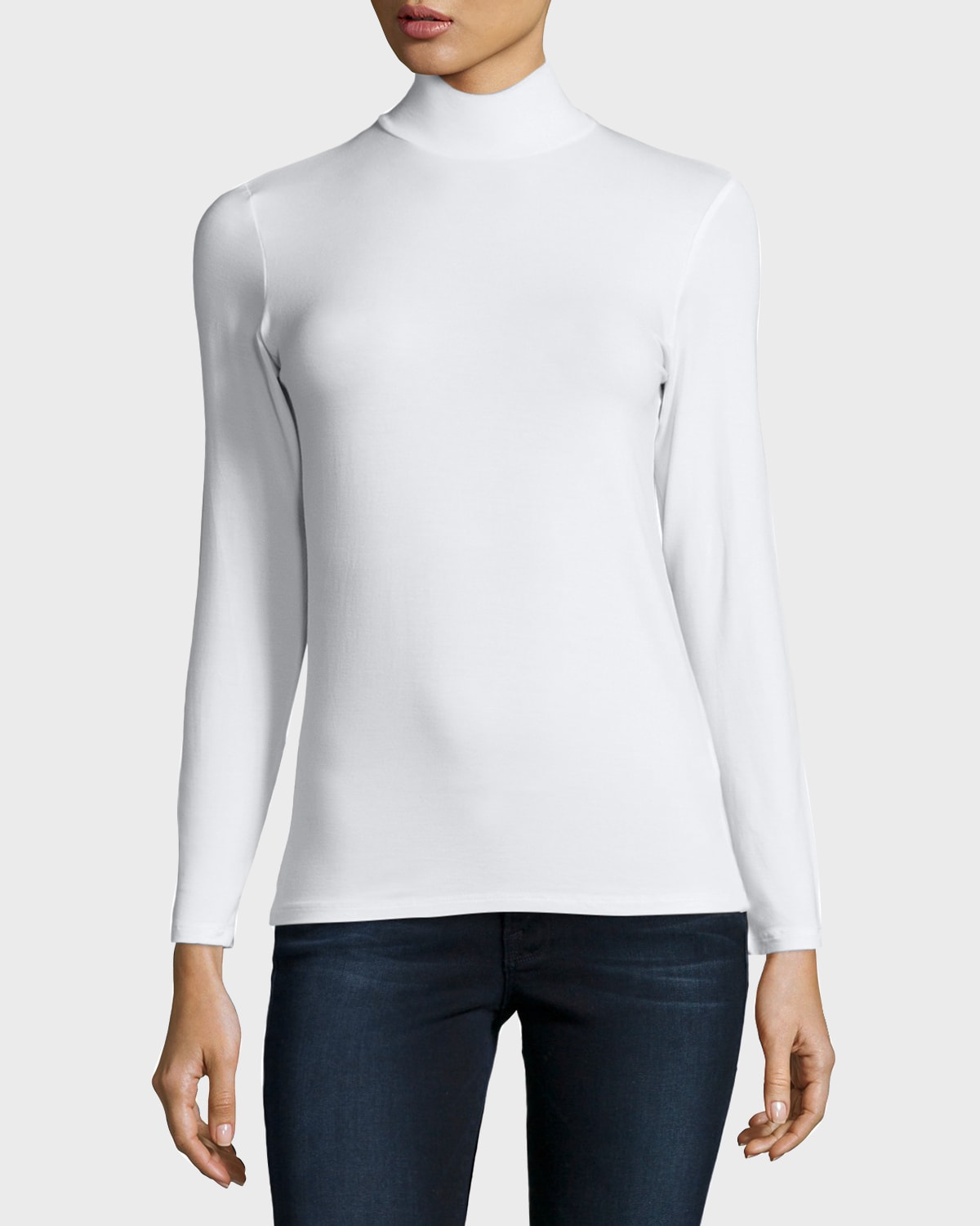 Majestic Soft Touch Mock Turtleneck Top In White