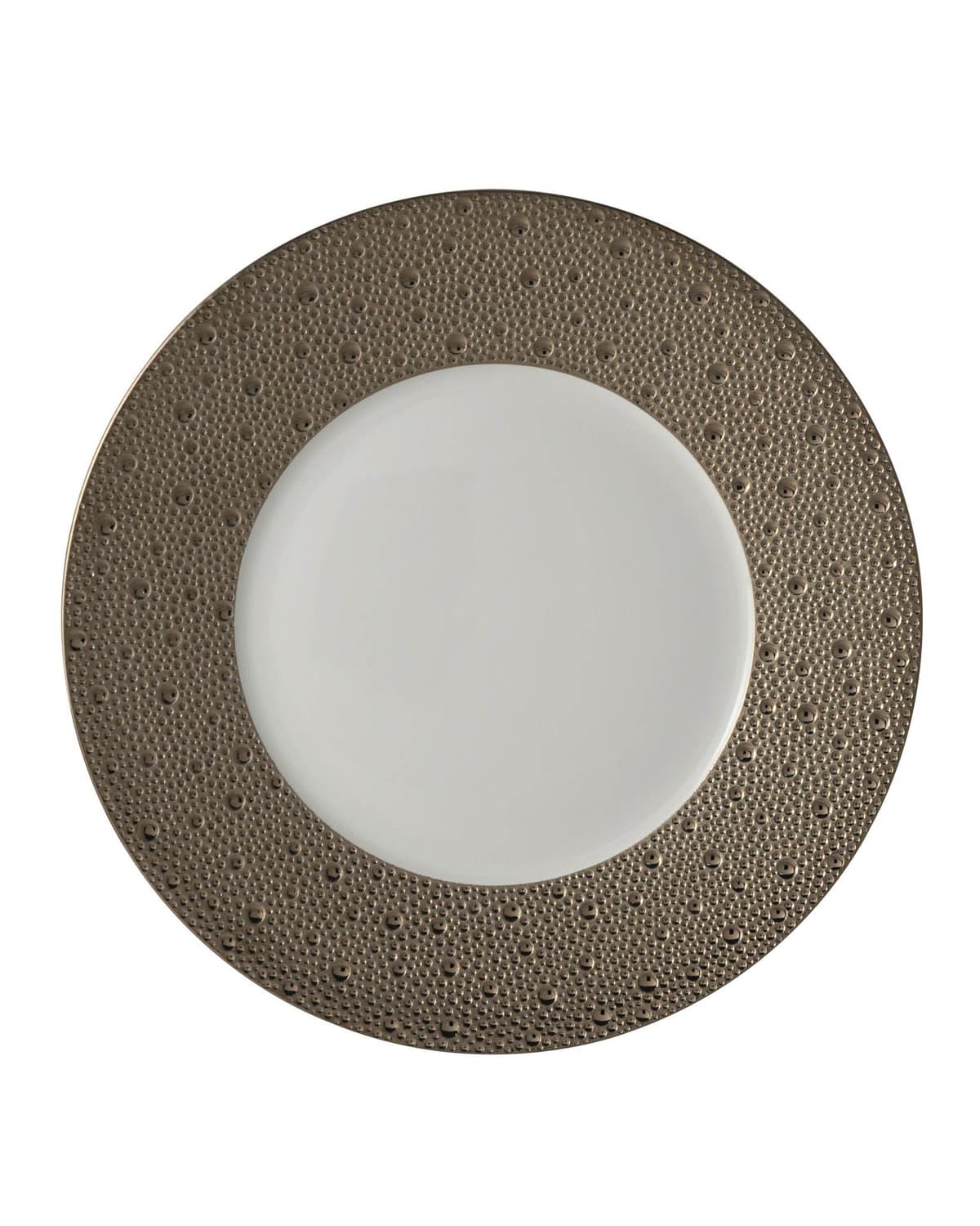 Bernardaud Ecume Platinum Dinner Plate In White, Platinum