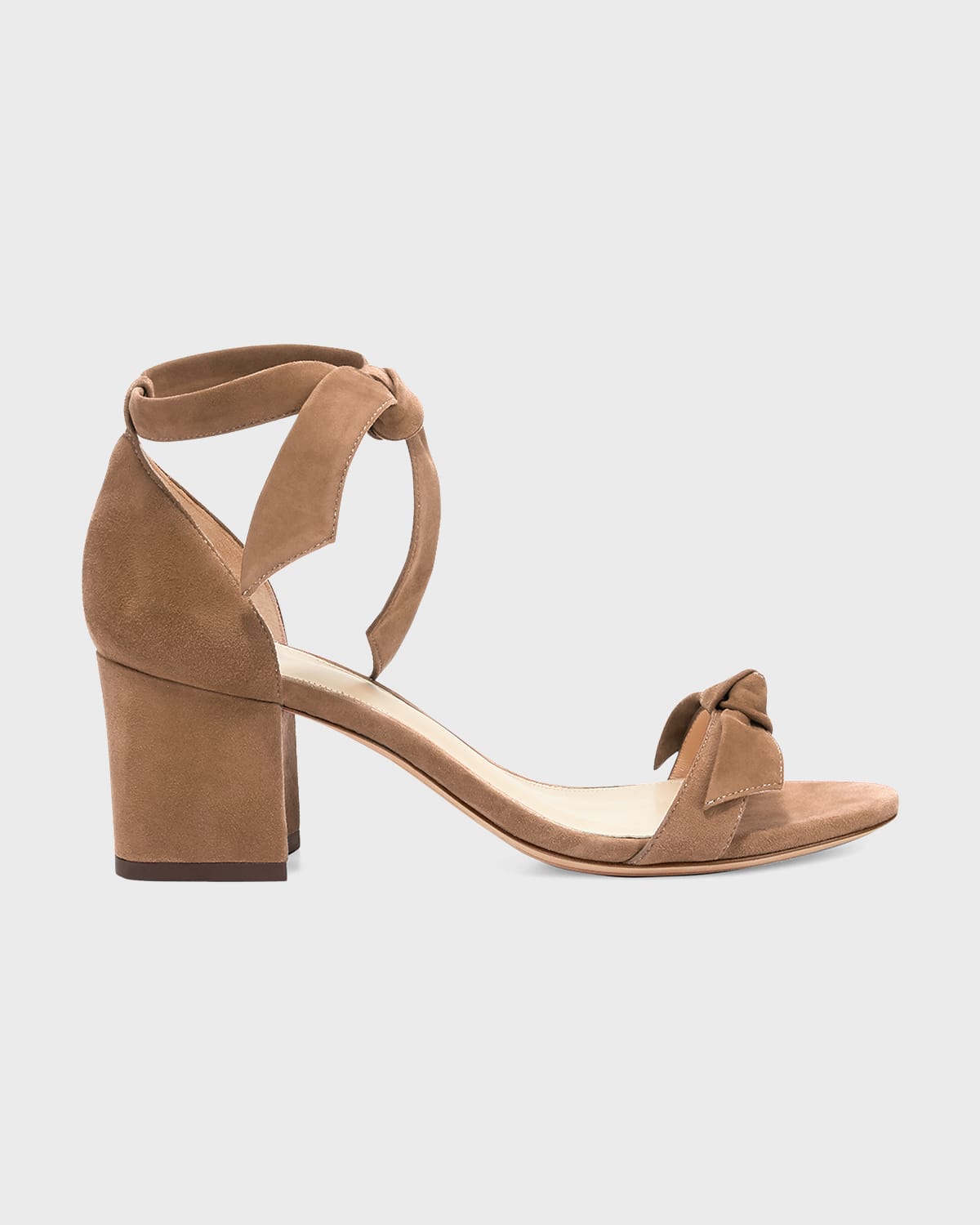 Shop Alexandre Birman Clarita Suede Block-heel Sandals In Cameo