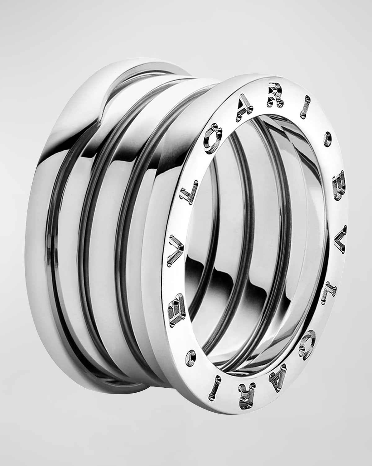 B.Zero1 18k White Gold 4-Band Ring, Size 49