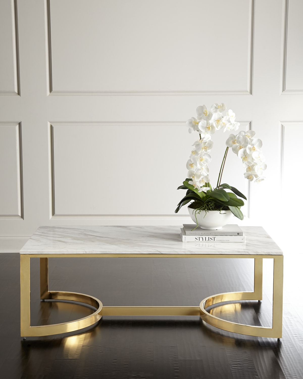 Bernhardt Marquis Marble Coffee Table In Brass / Marble