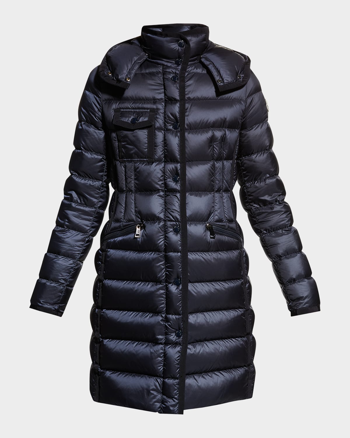 Shop Moncler Hermine Hooded Puffer Jacket In Navy