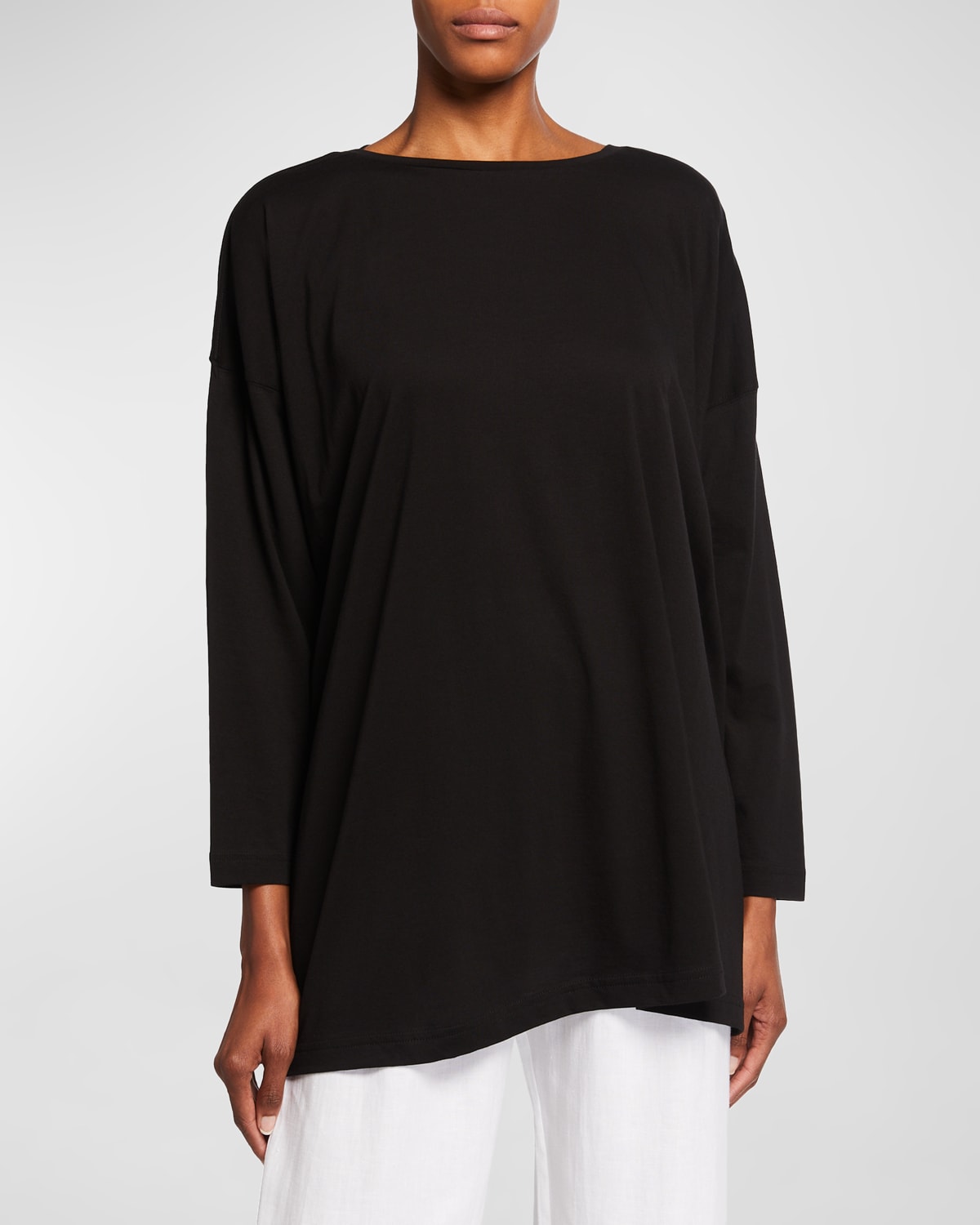 Eskandar Ultra-light Cotton Long-sleeve T-shirt (one Size) In Black