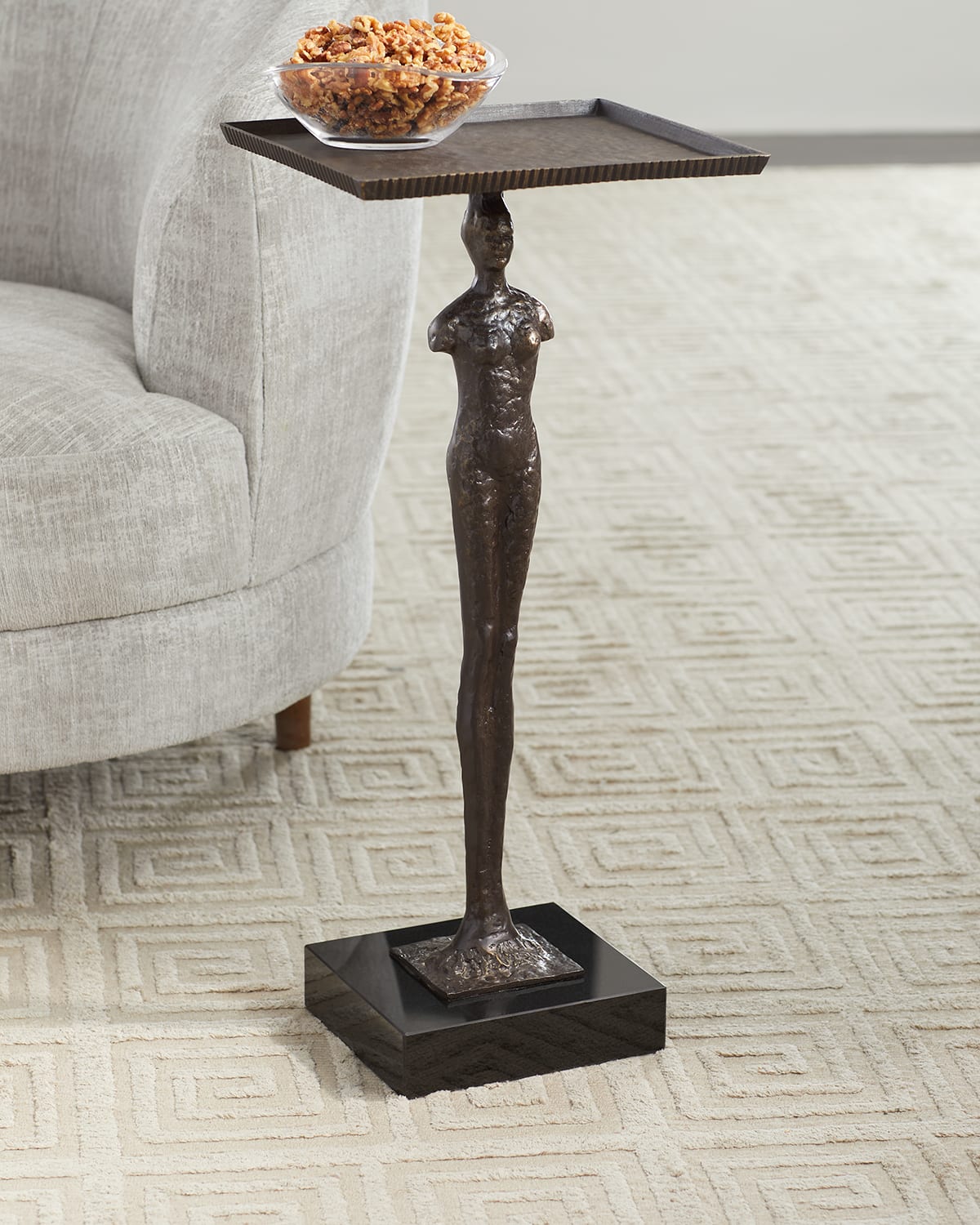 Global Views Manvelene Side Table In Bronze