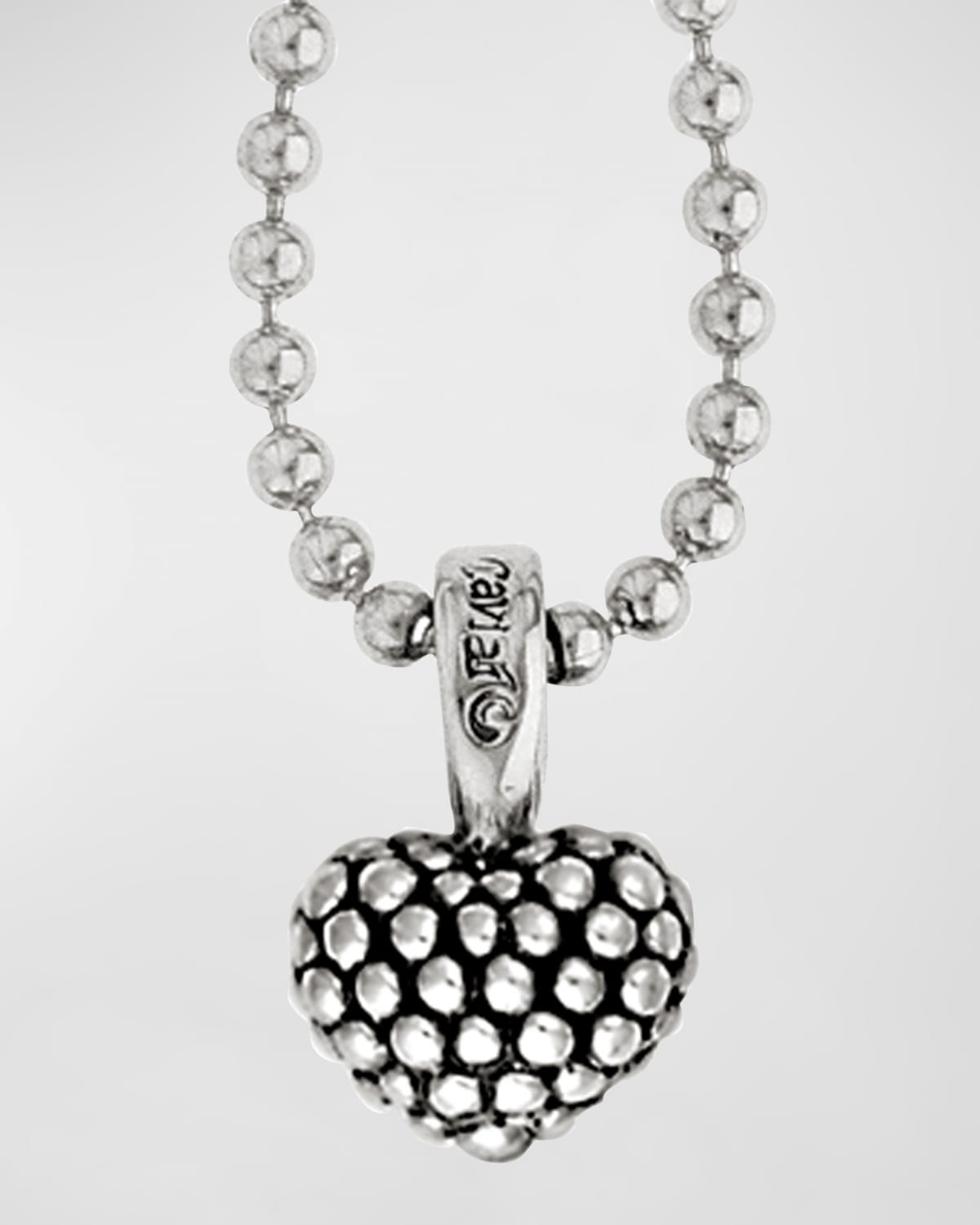 Caviar Beaded Heart Pendant Necklace, 35"L