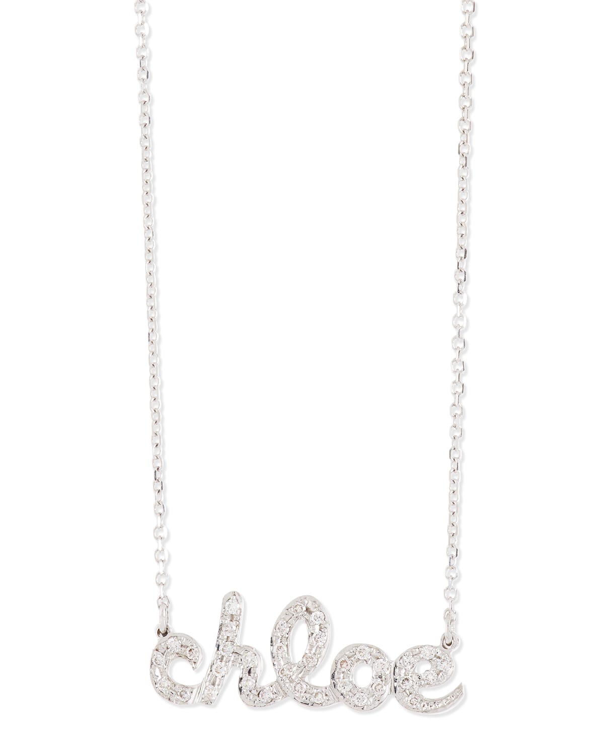 Sarah Chloe Ava Petite Diamond Name 14k Gold Pendant Necklace In White Gold
