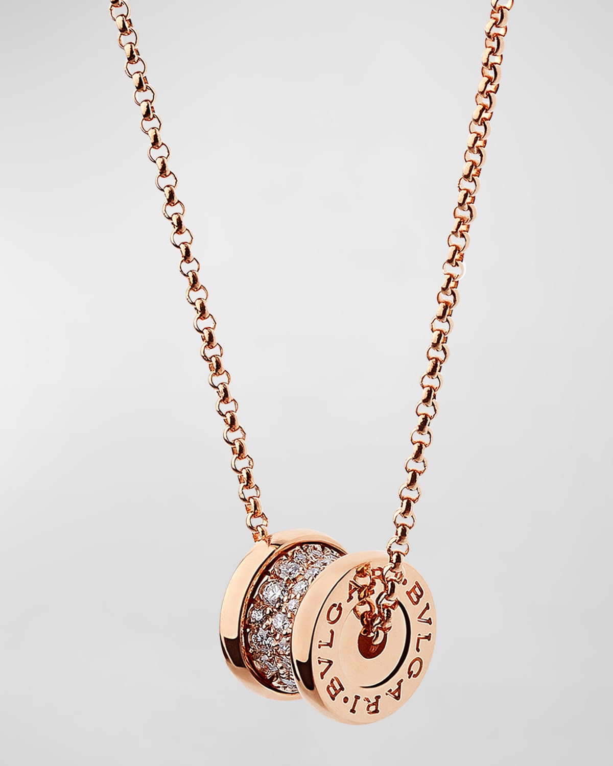 B.Zero1 18k Rose Gold Diamond Charm Necklace