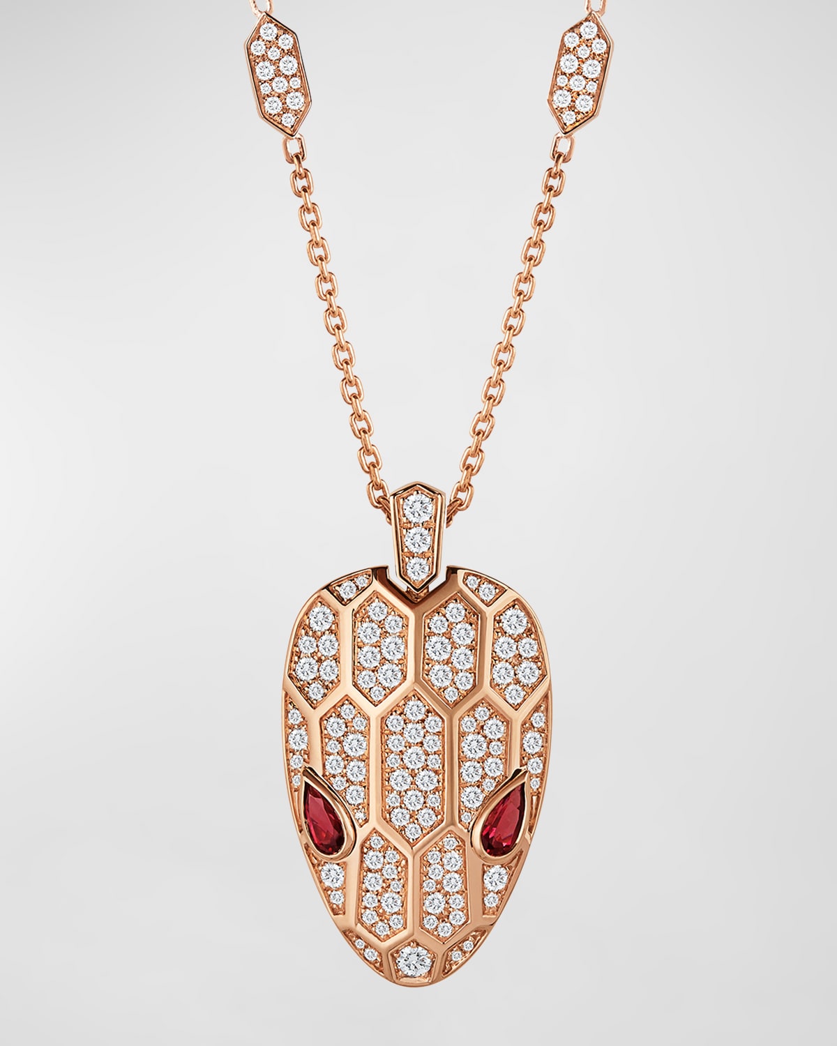 Serpent Rose Gold Diamond and Rubellite Necklace