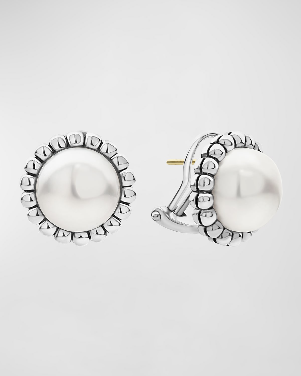 Fluted Pearl Stud Earrings, 12mm