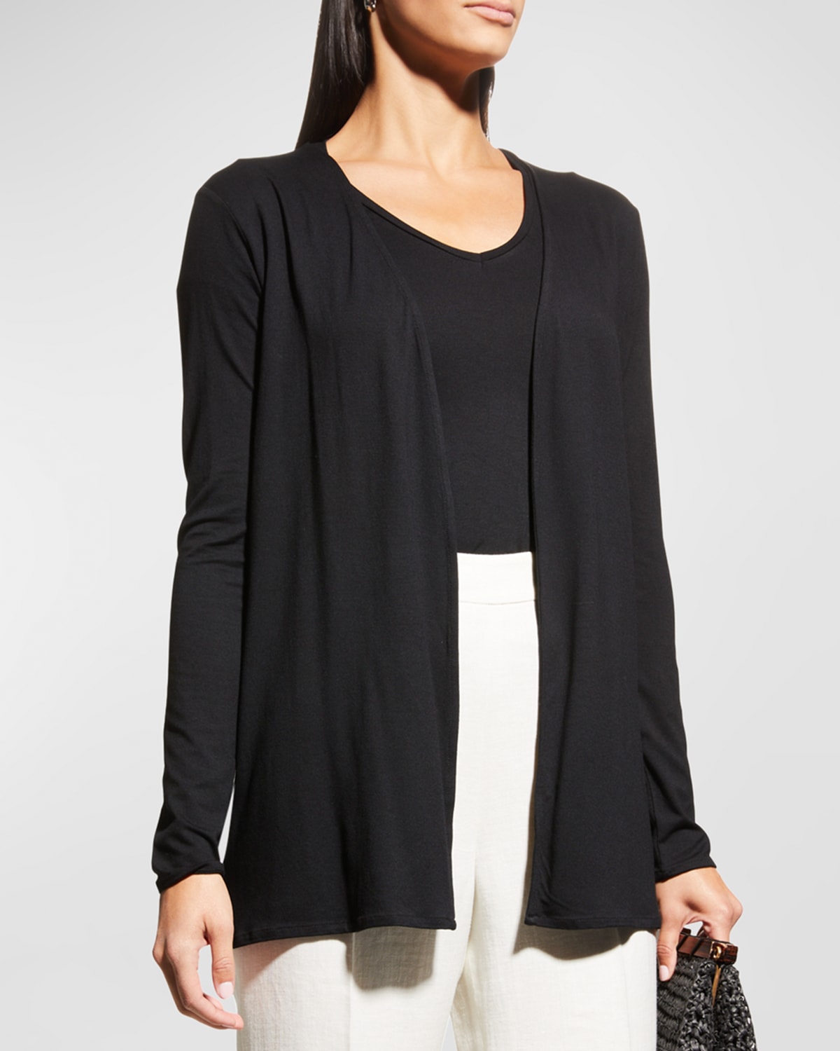 Shop Majestic Soft Touch Open-front Cardigan In Black