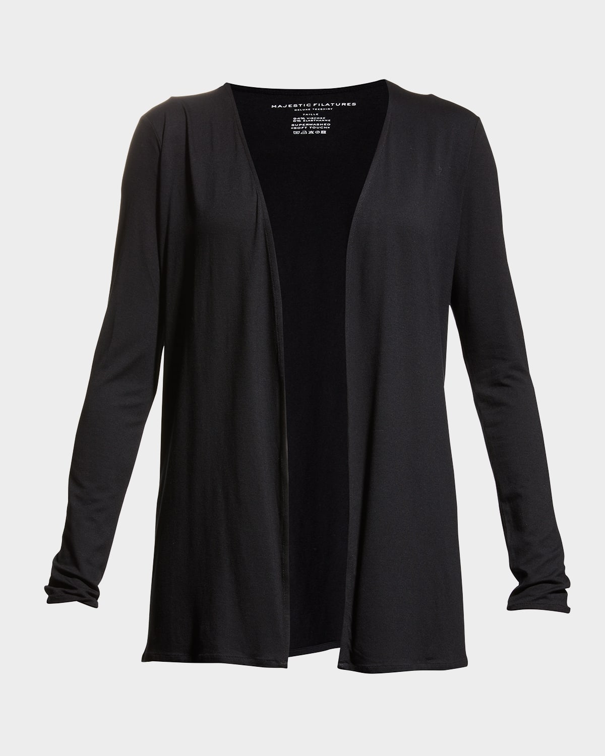 Shop Majestic Soft Touch Open-front Cardigan In Black