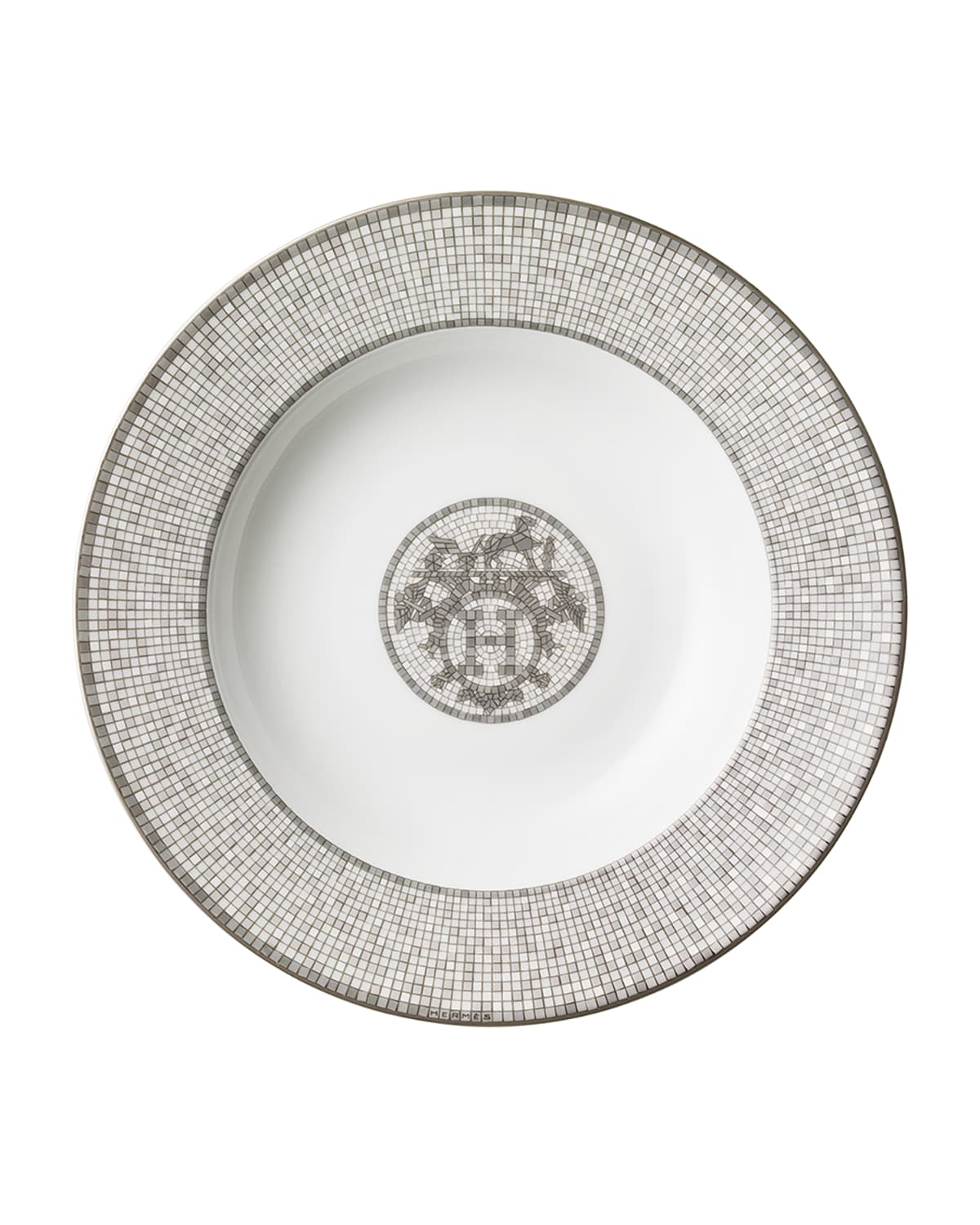 Pre-owned Hermes Mosaique Au 24 Soup Plate In Assorted