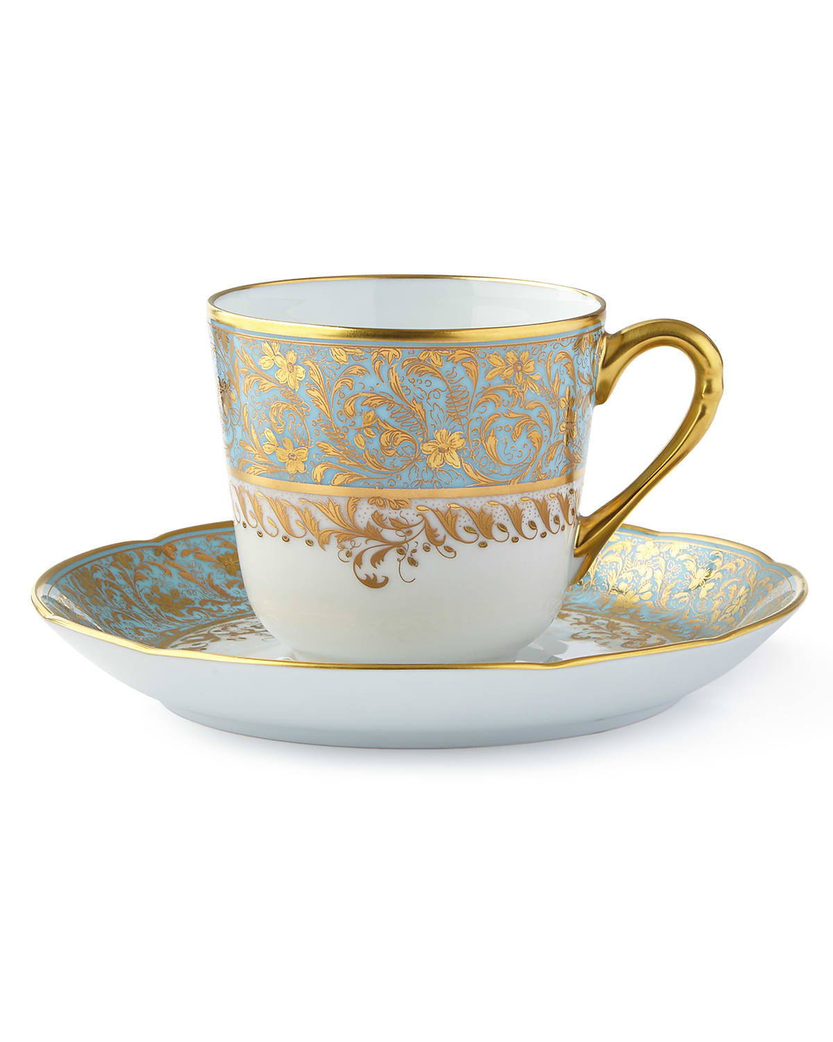 Shop Bernardaud Eden Turquoise Coffee Saucer In Turquoise/white/g