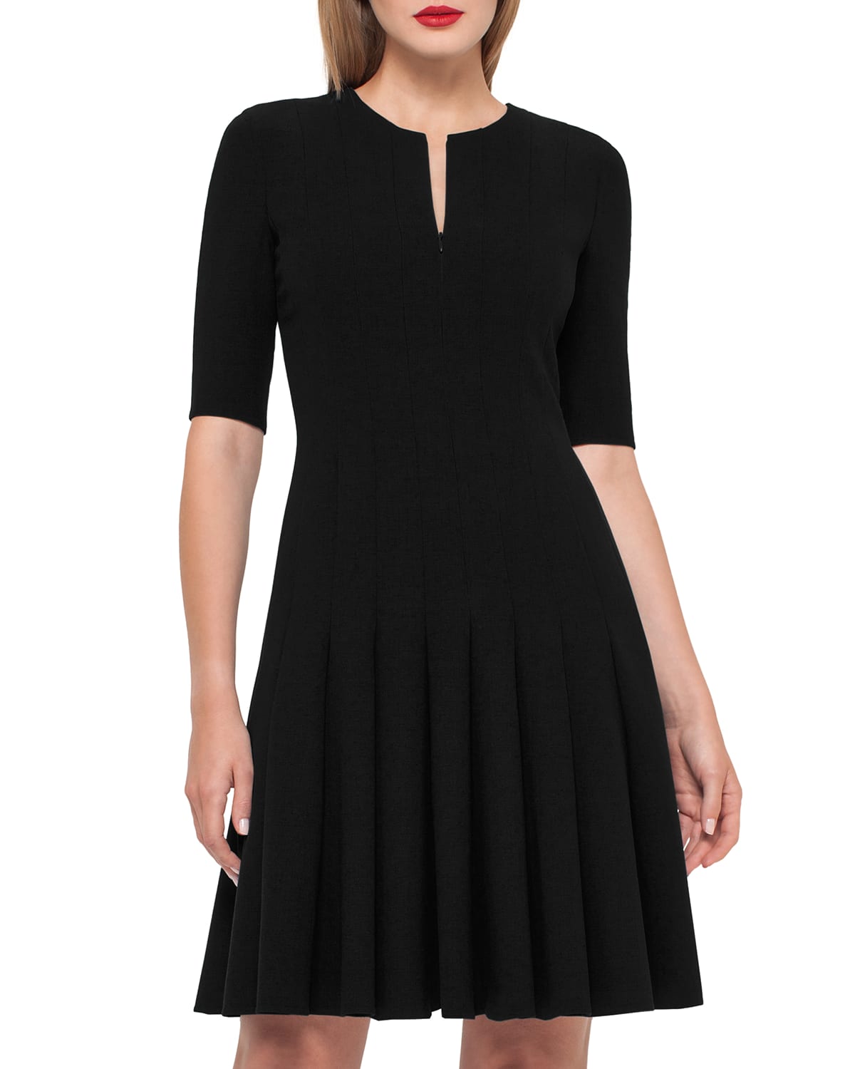 Shop Akris Elbow-sleeve Zip-front Dress In Black