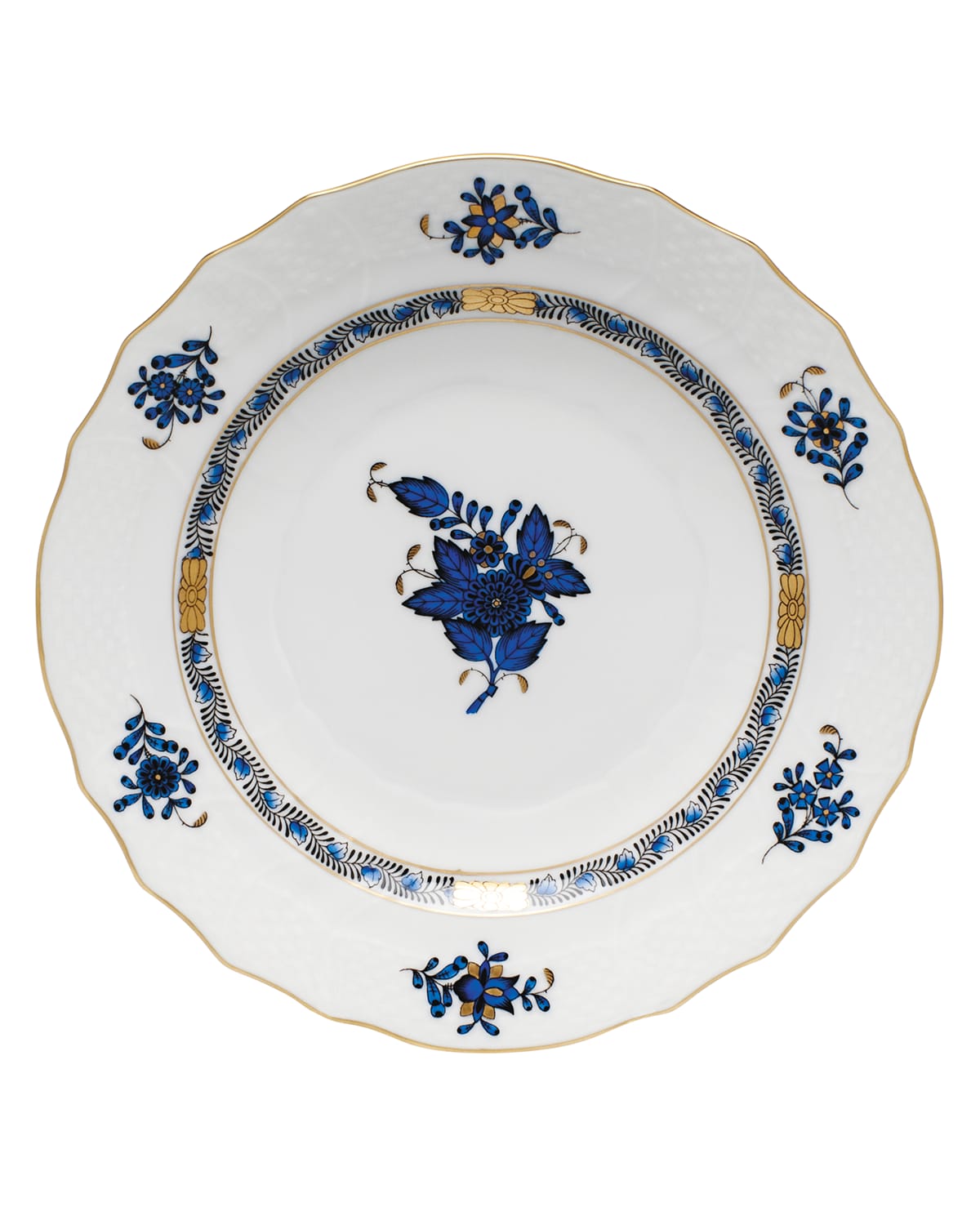 Herend Chinese Bouquet Black Sapphire Salad Plate