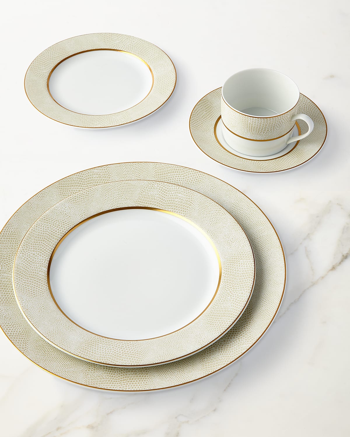 Bernardaud Sauvage White Dinner Plate In Gold/white