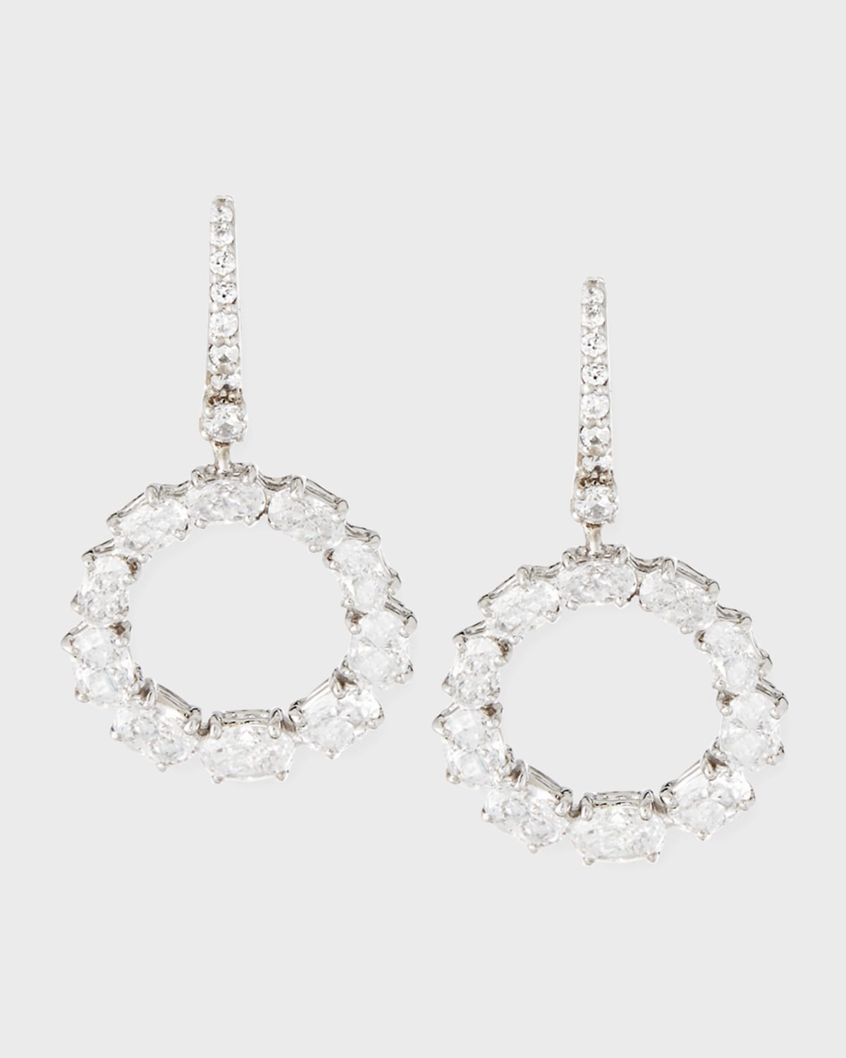 Open Circle CZ Crystal Drop Earrings
