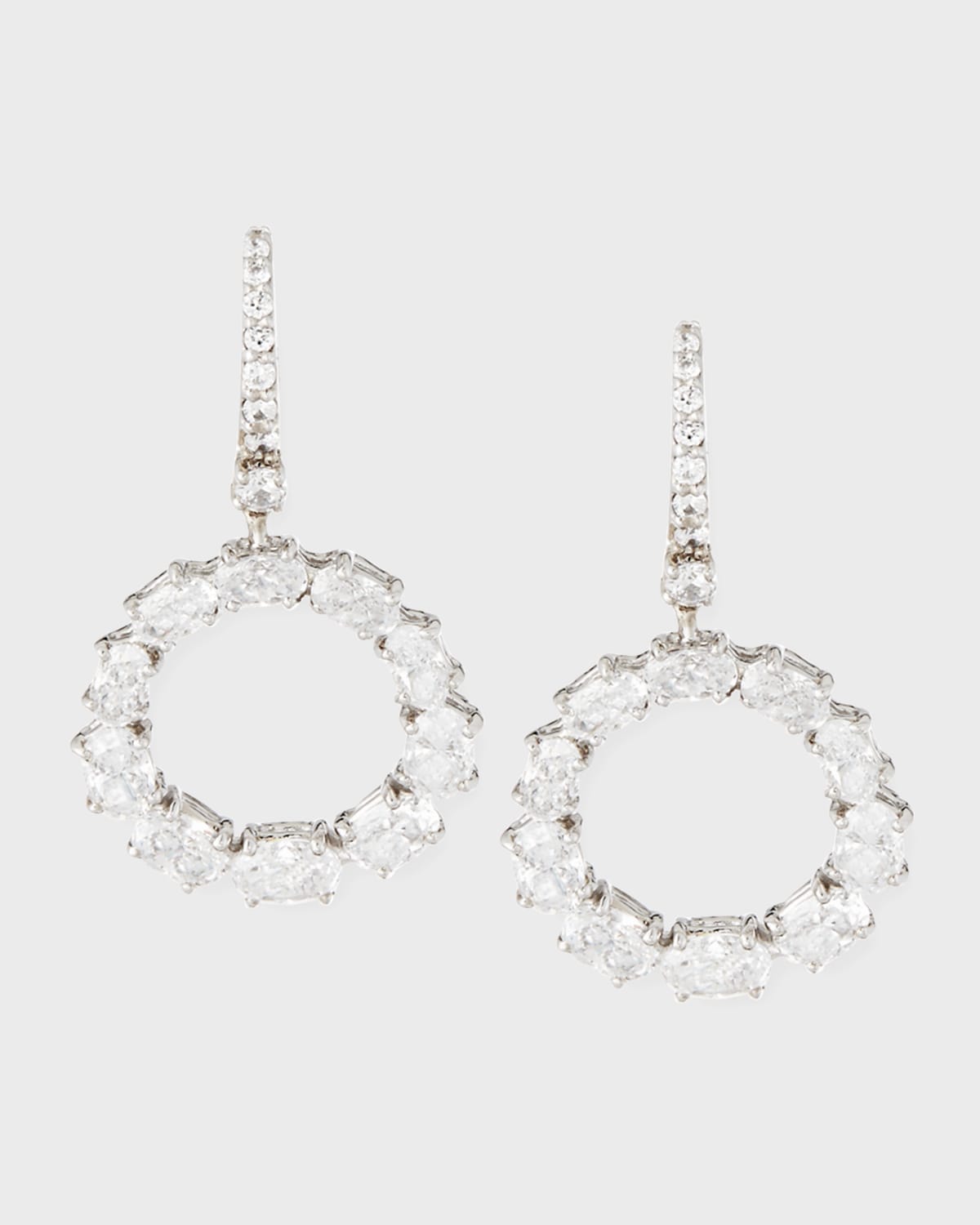 Open Circle CZ Crystal Drop Earrings