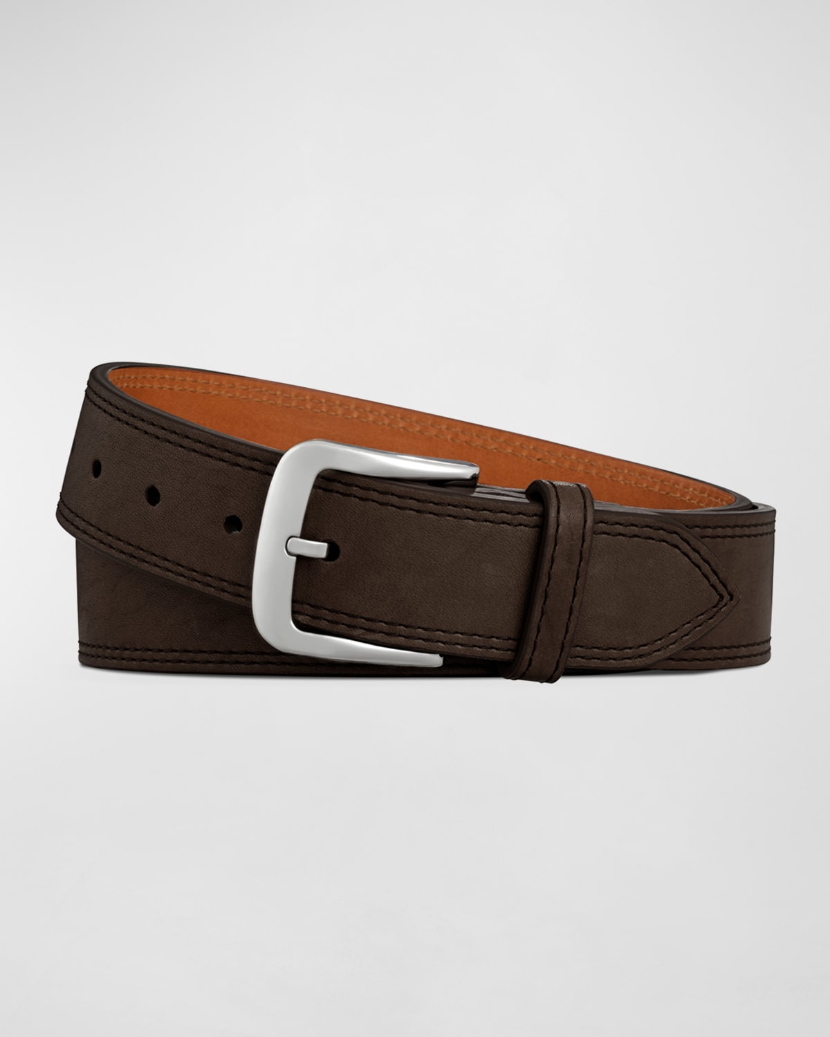 Shop Shinola Men's Essex Double Stitch Leather Belt In Deep Brown