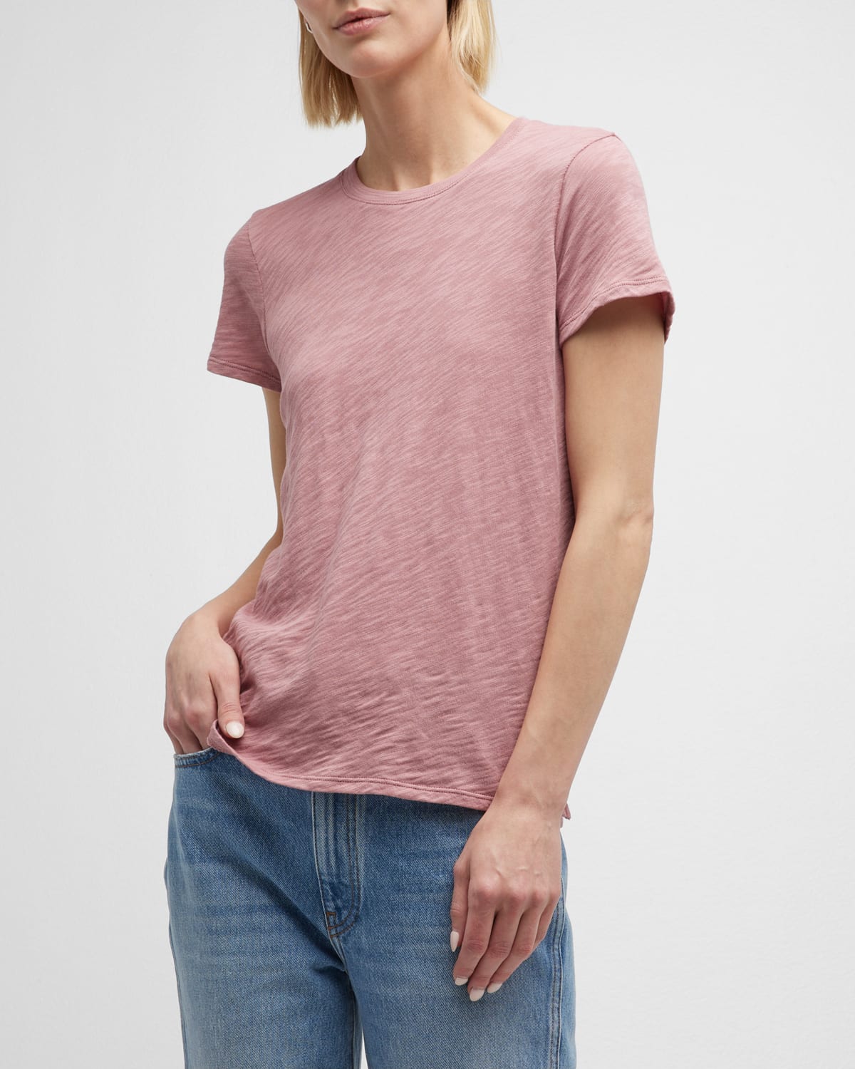 Atm Anthony Thomas Melillo Schoolboy Cotton Crewneck T-shirt In Summer Rose