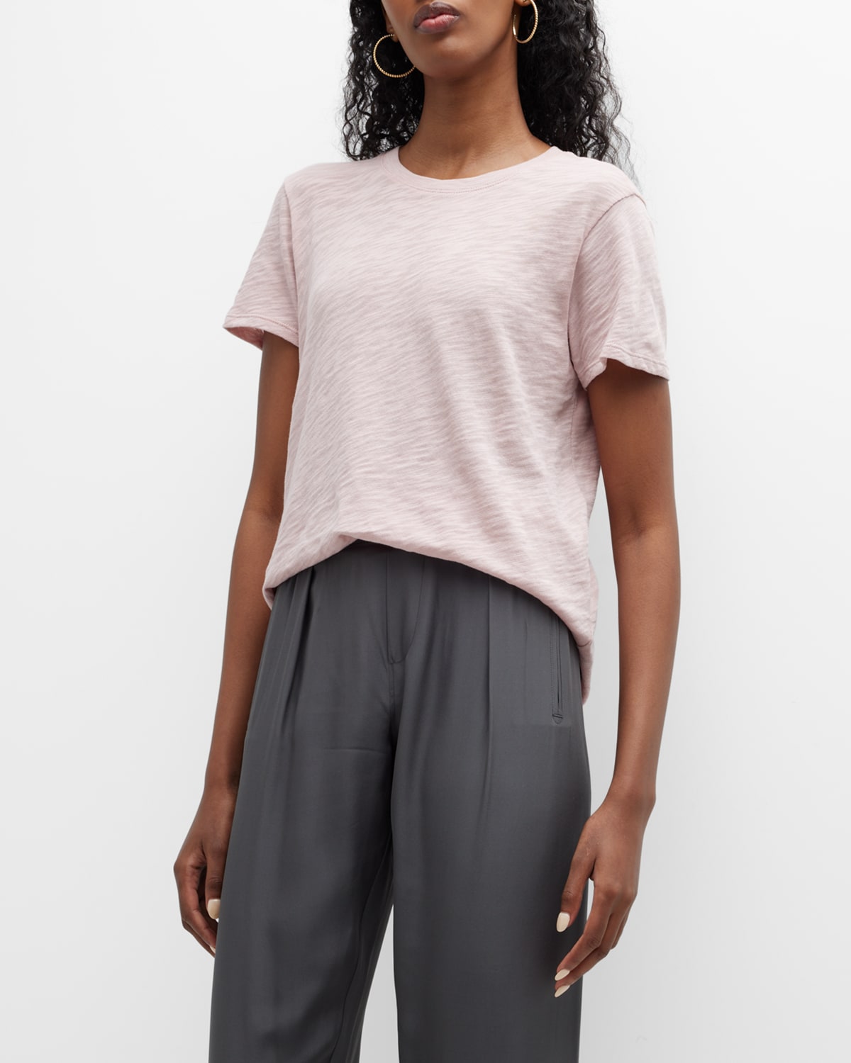 Shop Atm Anthony Thomas Melillo Schoolboy Cotton Crewneck Tee In Dawn