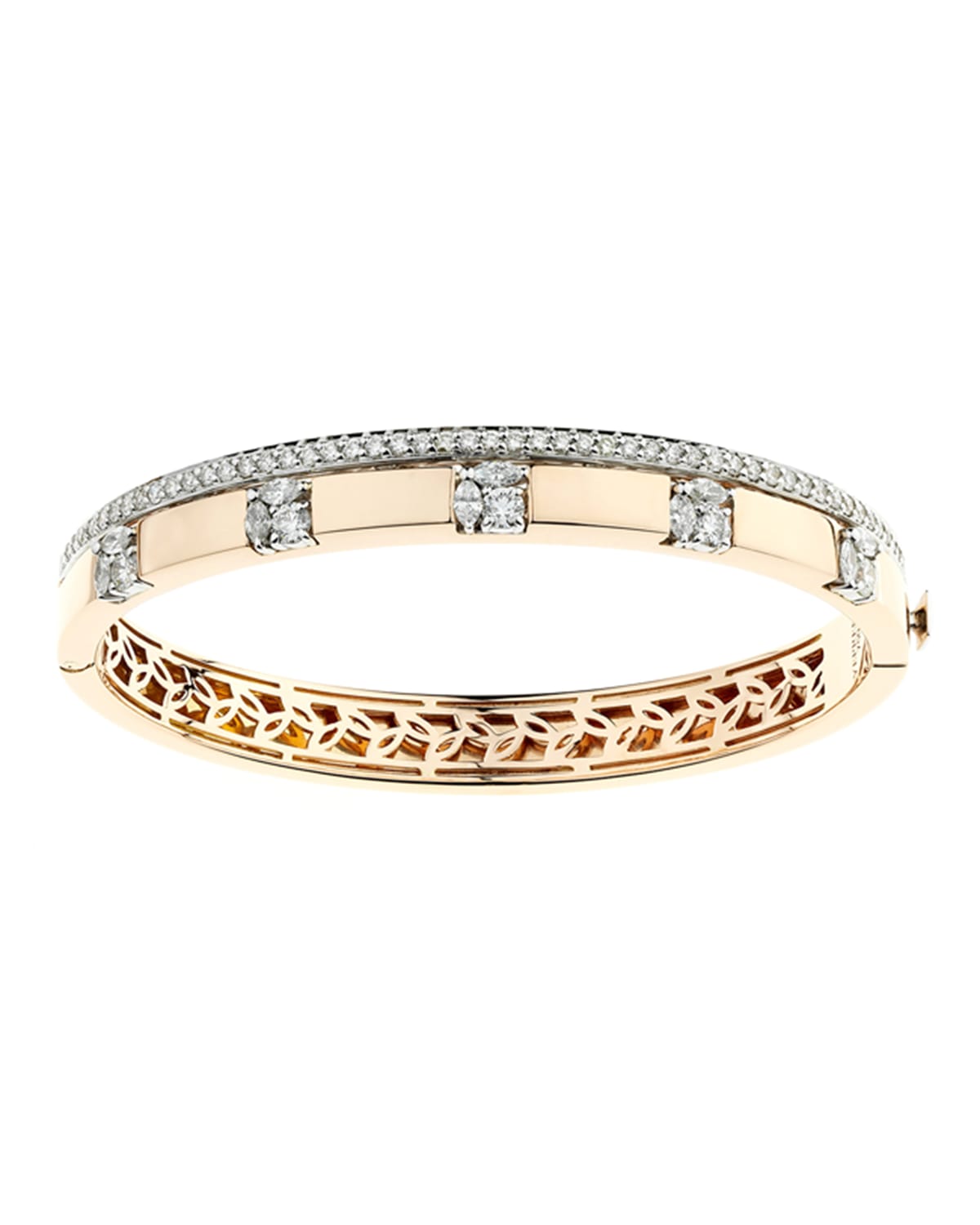 Round & Marquise Diamond Bangle in 18k Gold, 1.81tcw