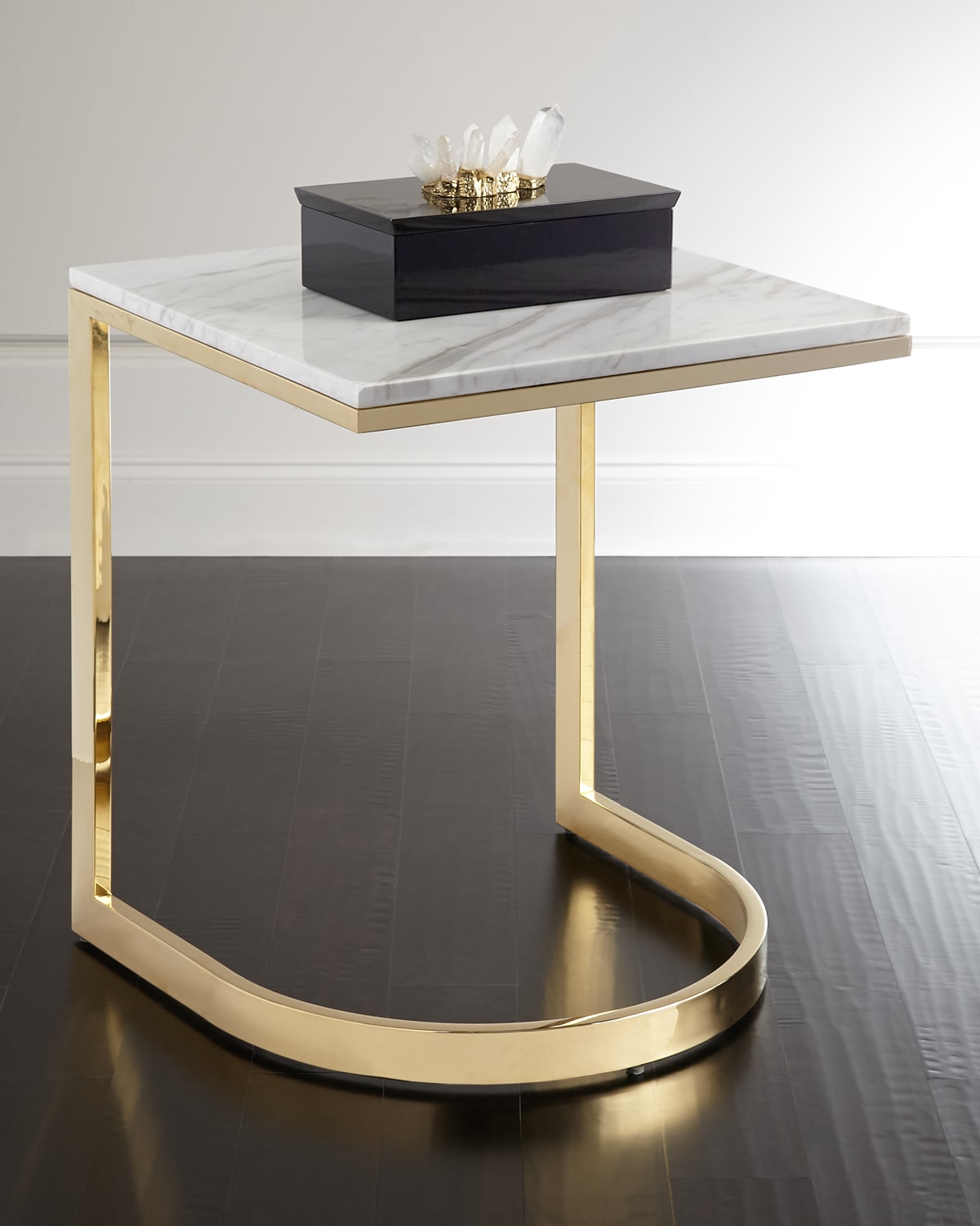 Bernhardt Marquis Marble End Table In Brass / Marble