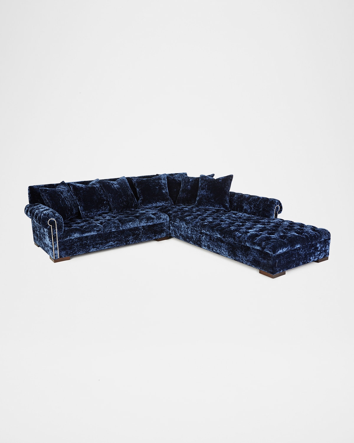 Haute House Divine Crushed Velvet Right Chaise Sectional 114" In Navy