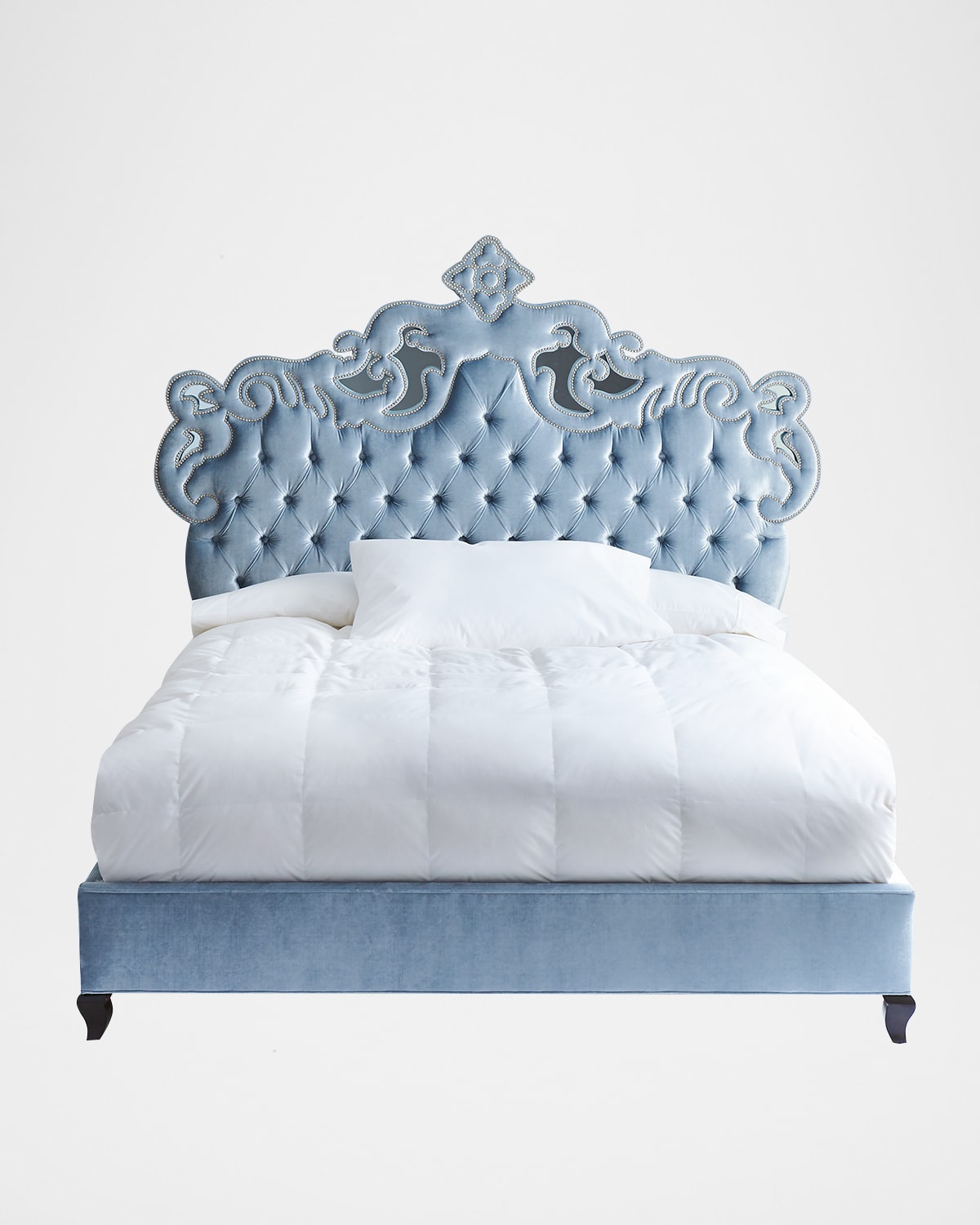 Haute House Julia King Tufted Bed In Light Blue