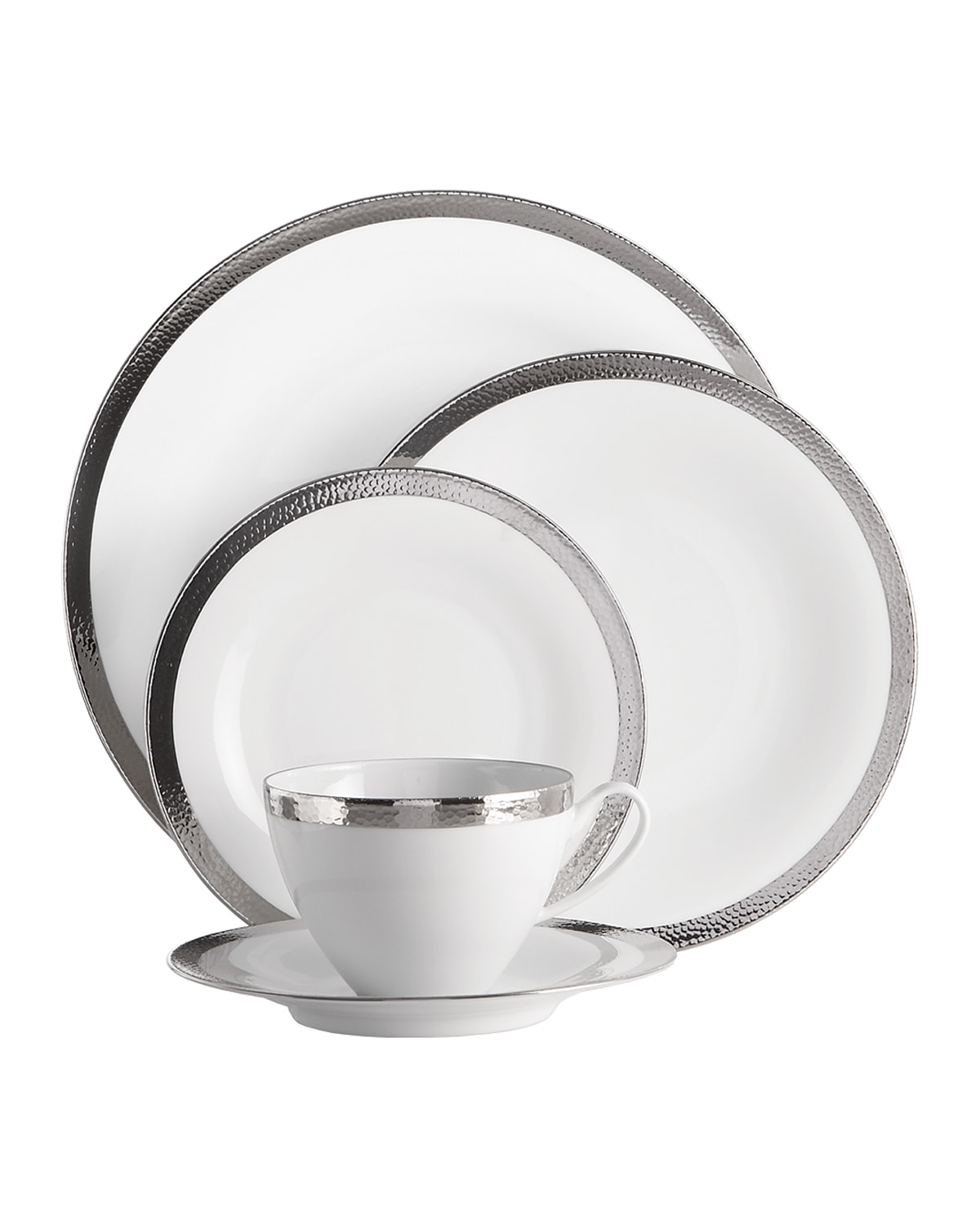 Michael Aram Silversmith 5-piece Platinum-trim Porcelain Place Setting Set