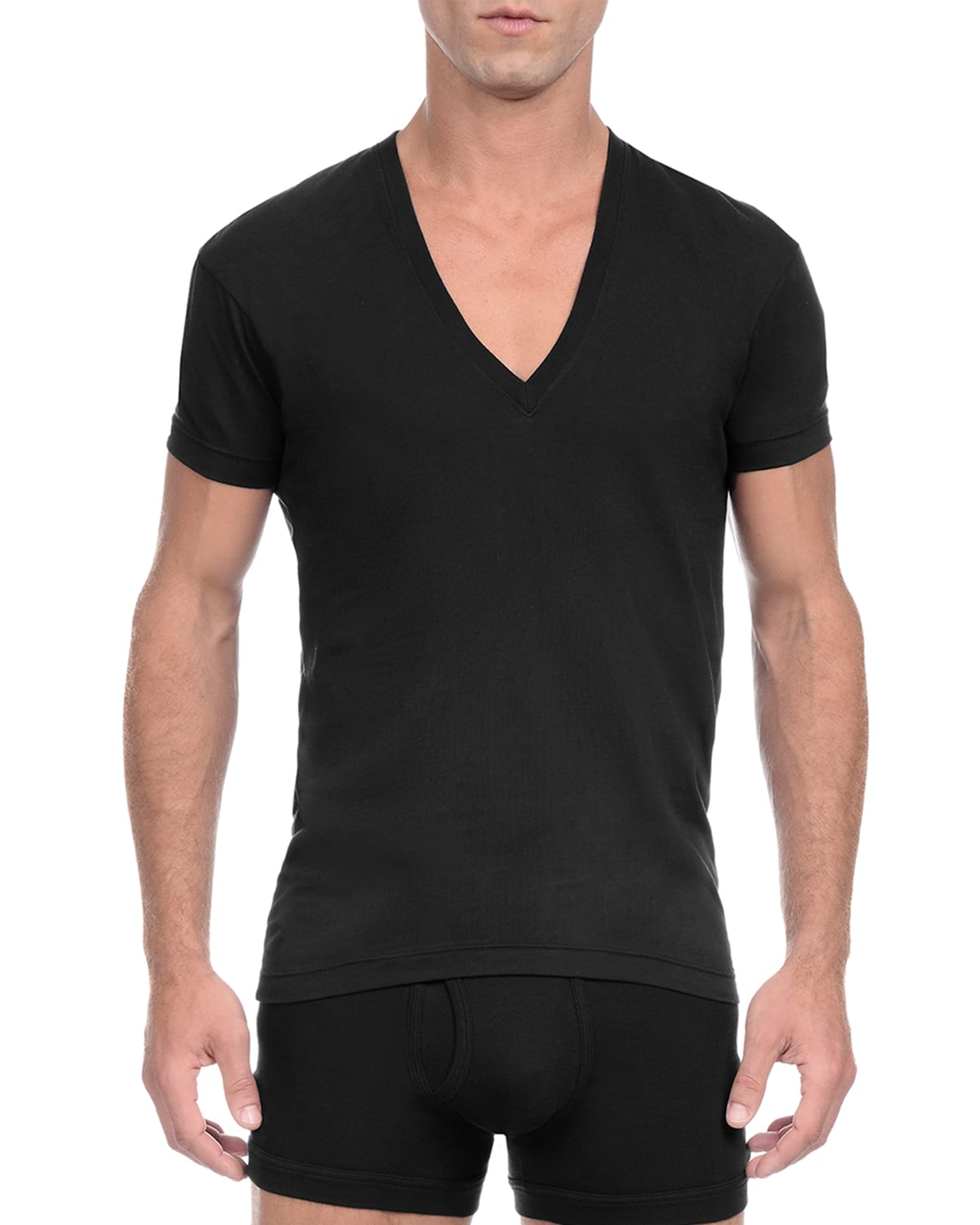2(x)ist Pima Slim-fit Deep V-neck T-shirt In Black