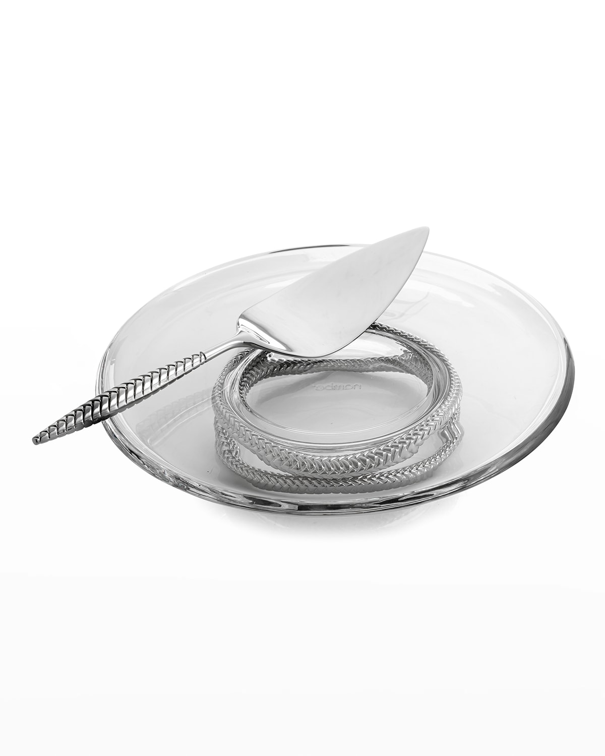 Shop Nambe Braid Glass Cake Platter In Silver And Clear