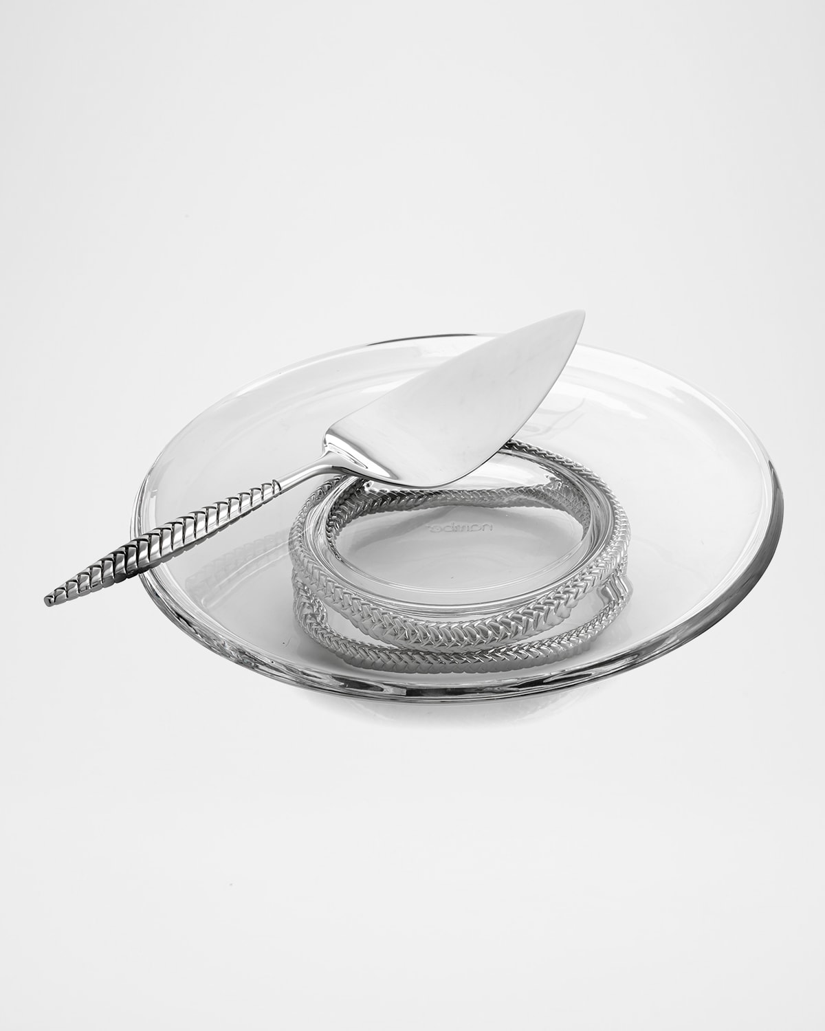 Shop Nambe Braid Glass Cake Platter In Silver And Clear