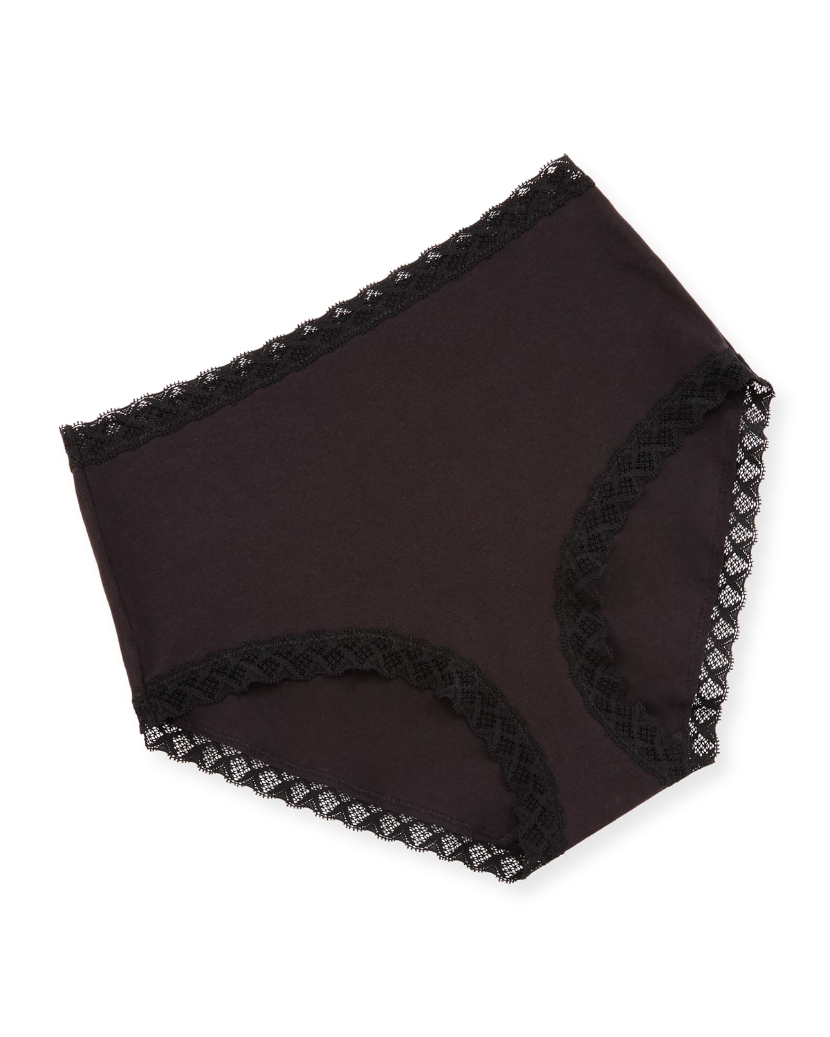 Natori Bliss Lace-trim High Rise Cotton Brief 755058 In Black
