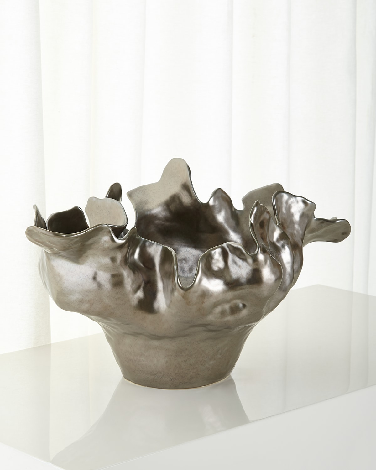 Global Views Silver Haze Meteor Bowl In Silver