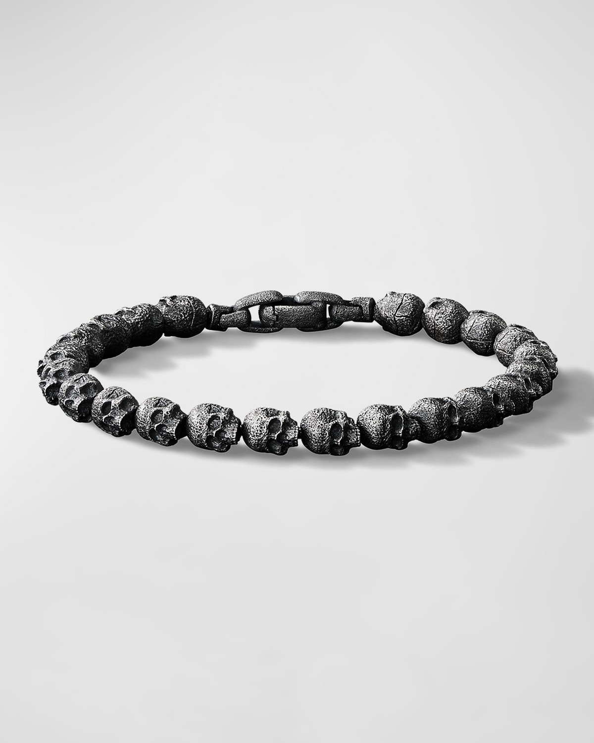 Men's Memento Mori Skull Bead Bracelet in Silver, 9mm
