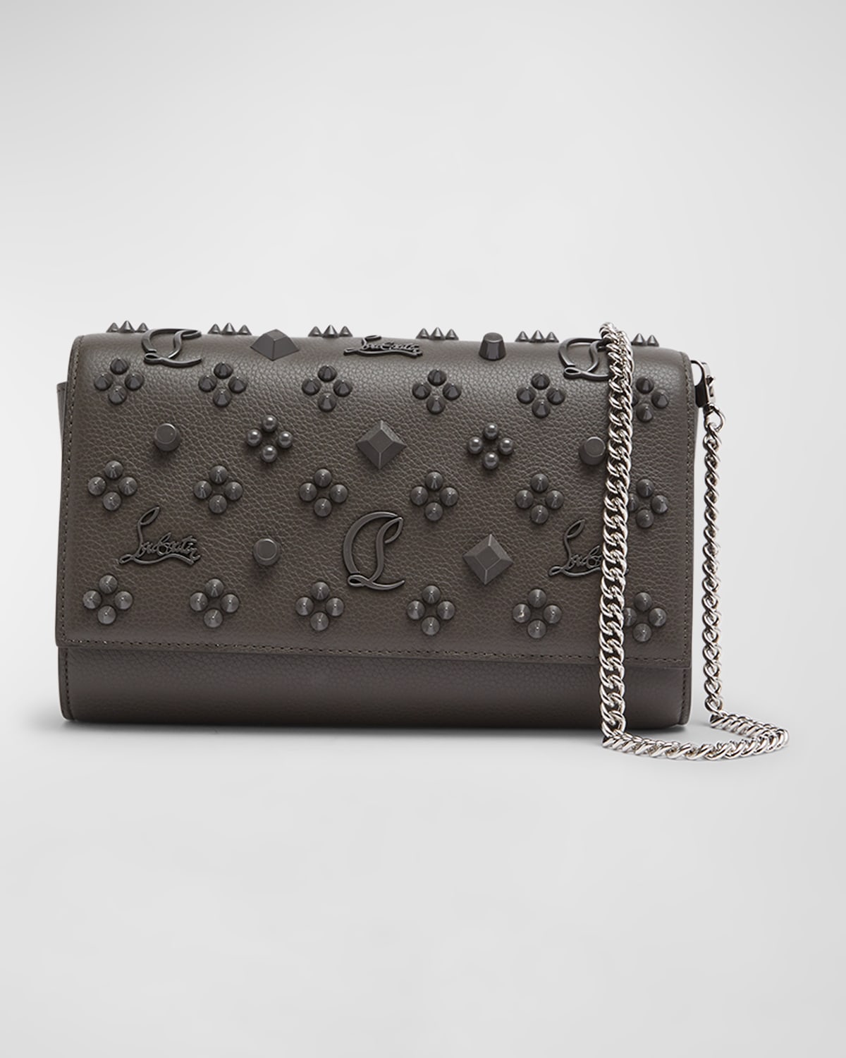 Christian Louboutin Paloma Fold-over Embellished Clutch Bag In Rocket