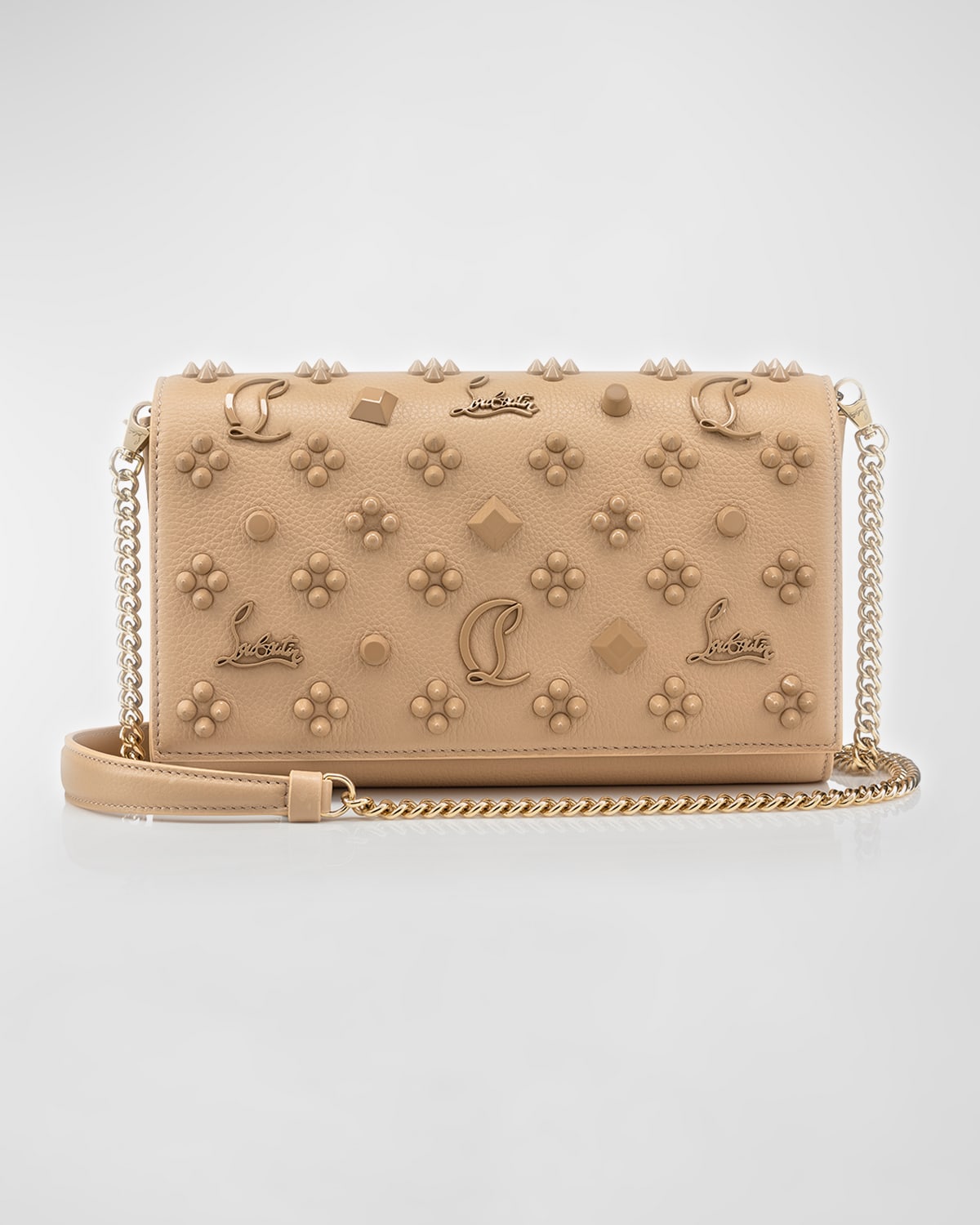 CHRISTIAN LOUBOUTIN PALOMA FOLD-OVER EMBELLISHED CLUTCH BAG