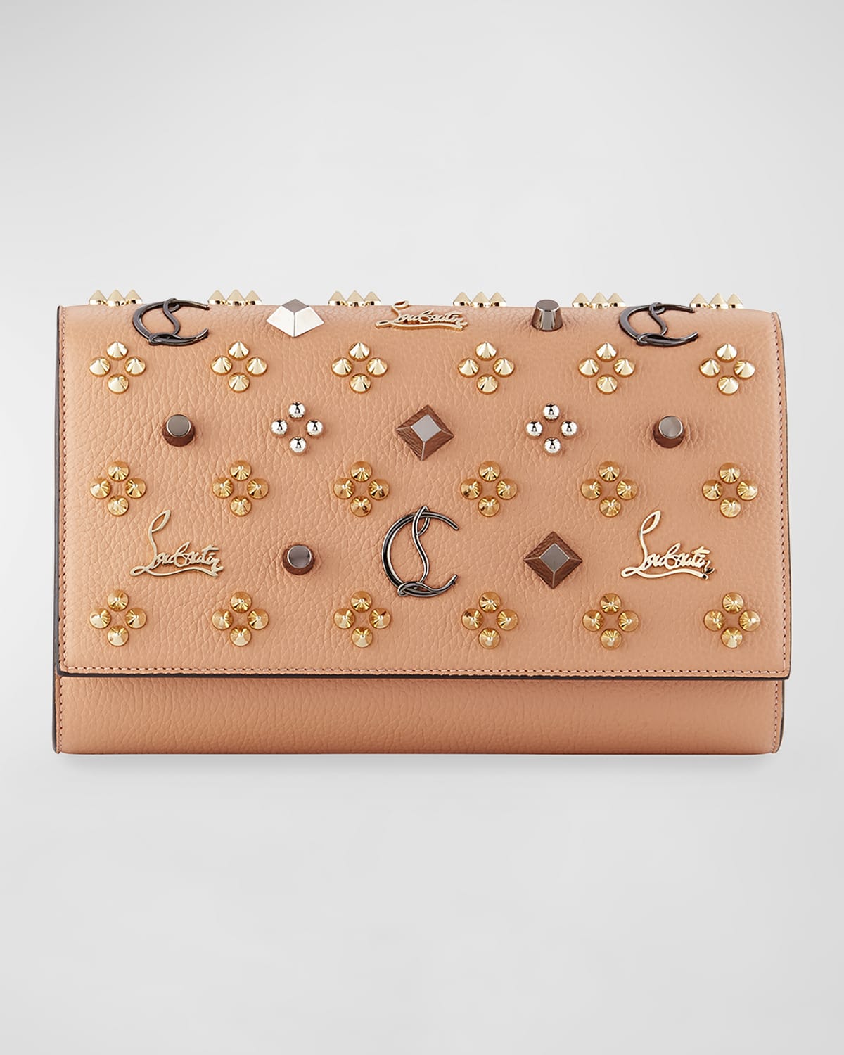 Christian Louboutin Paloma Fold-over Embellished Clutch Bag In Fuchsia