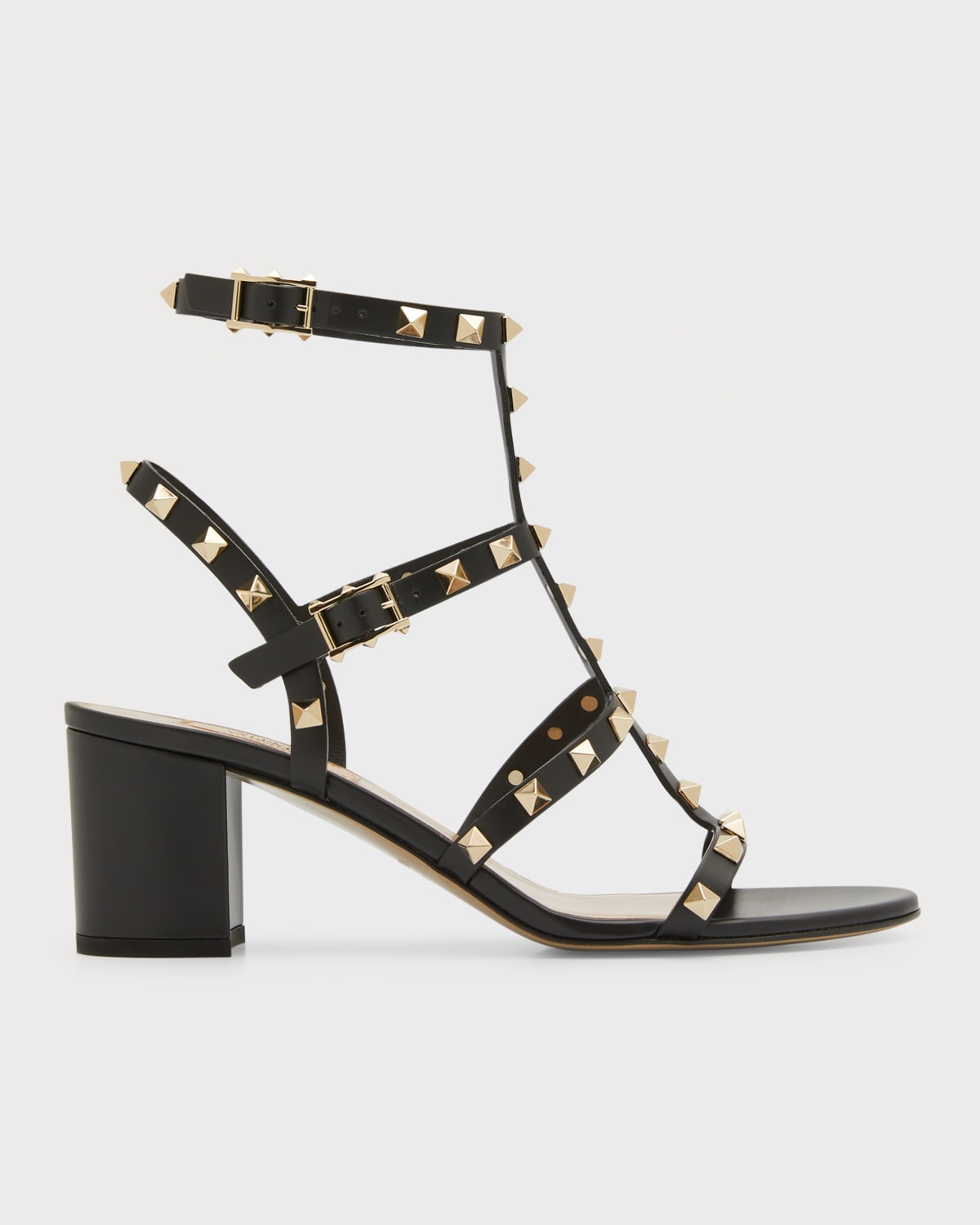 Shop Valentino Rockstud Leather 60mm City Sandals In Nero