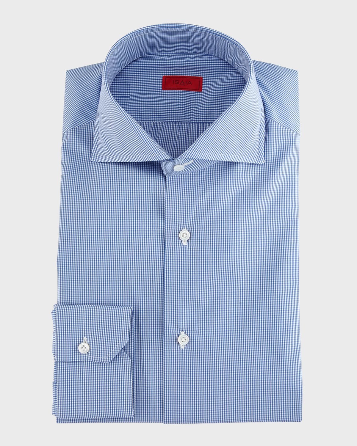 Slim-Fit Gingham Check Dress Shirt, Blue