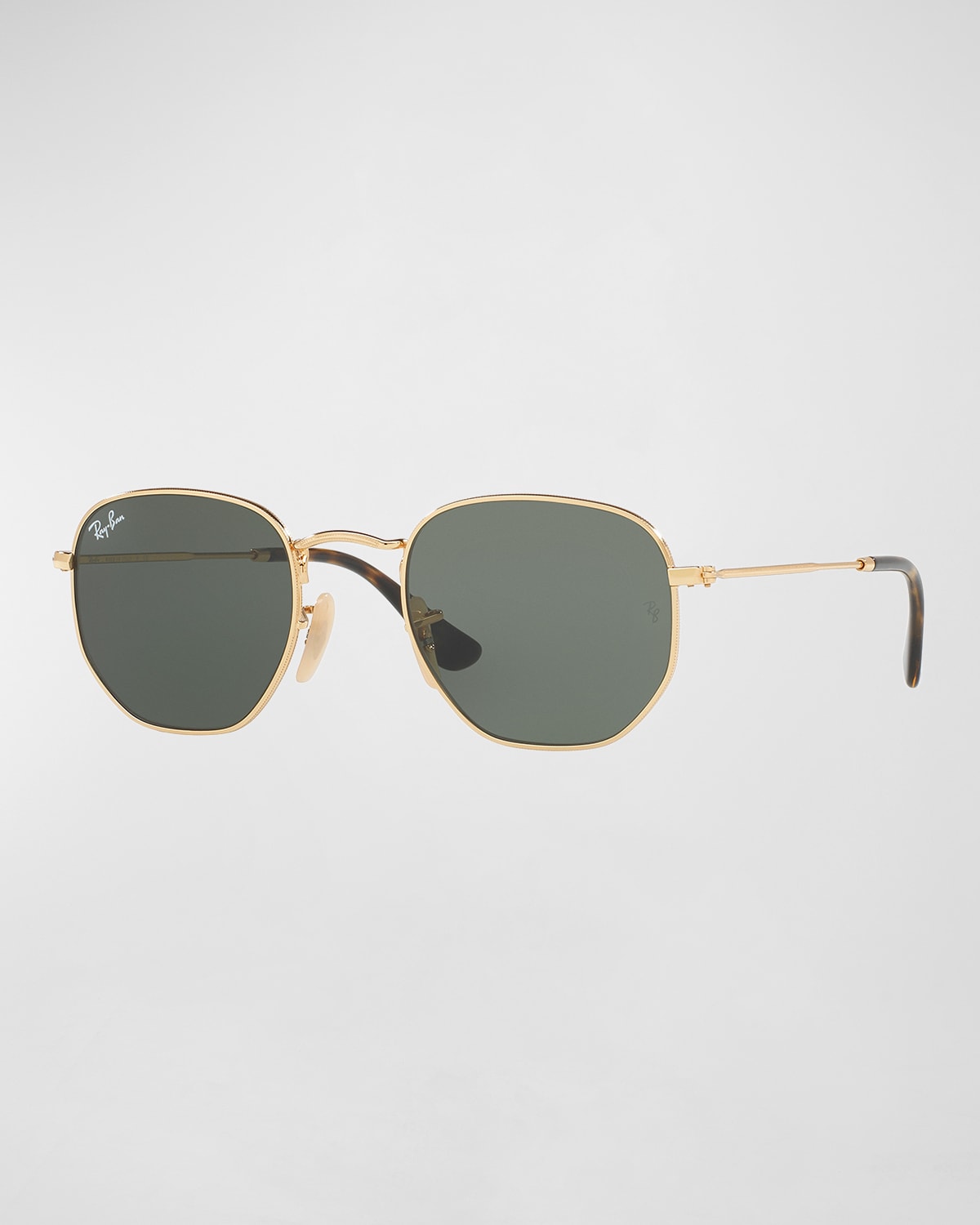 Ray Ban Men's Hexagonal Metal Sunglasses, Green/gold In Gold Green