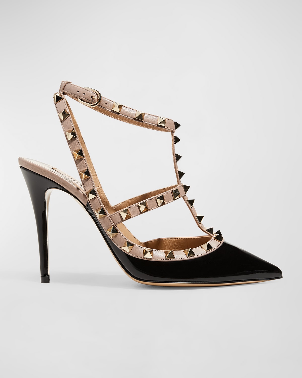 Shop Valentino Rockstud 100mm Slingback High-heel Pumps In Poudre