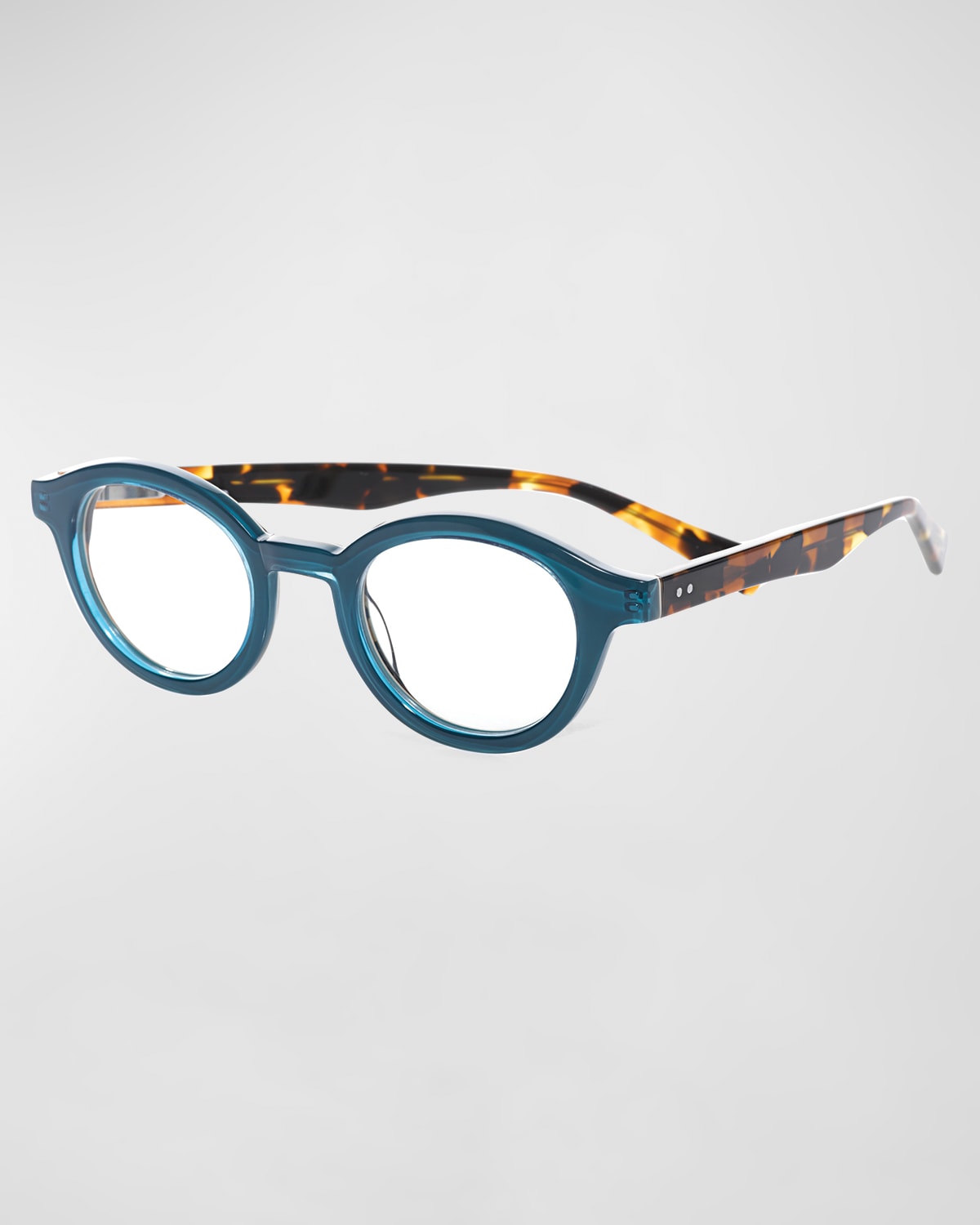 TV Party Round Two-Tone Readers, Blue/Tortoise